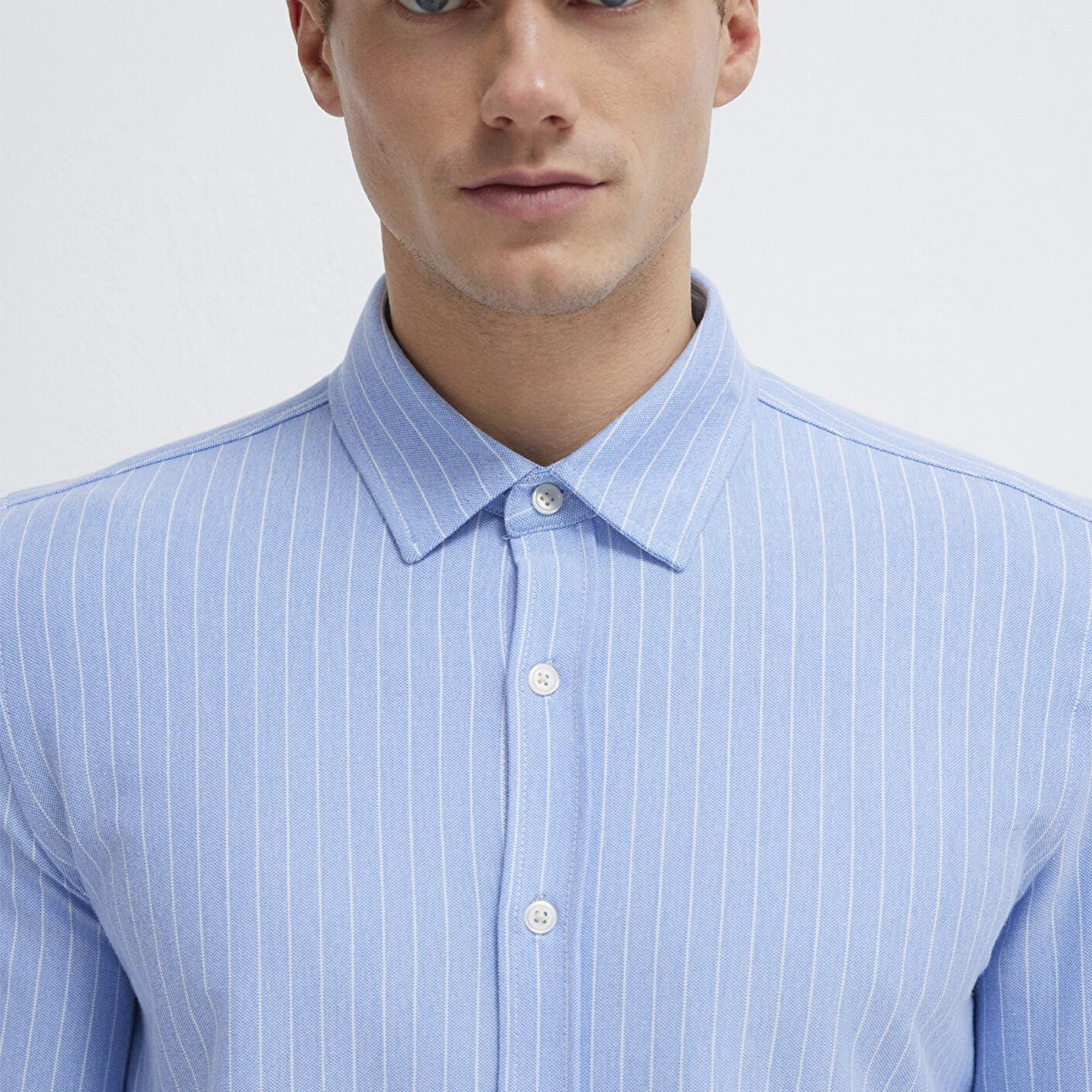 Mavi Çizgili Mavi Gömlek Slim Fit / Dar Kesim 0211858-91409