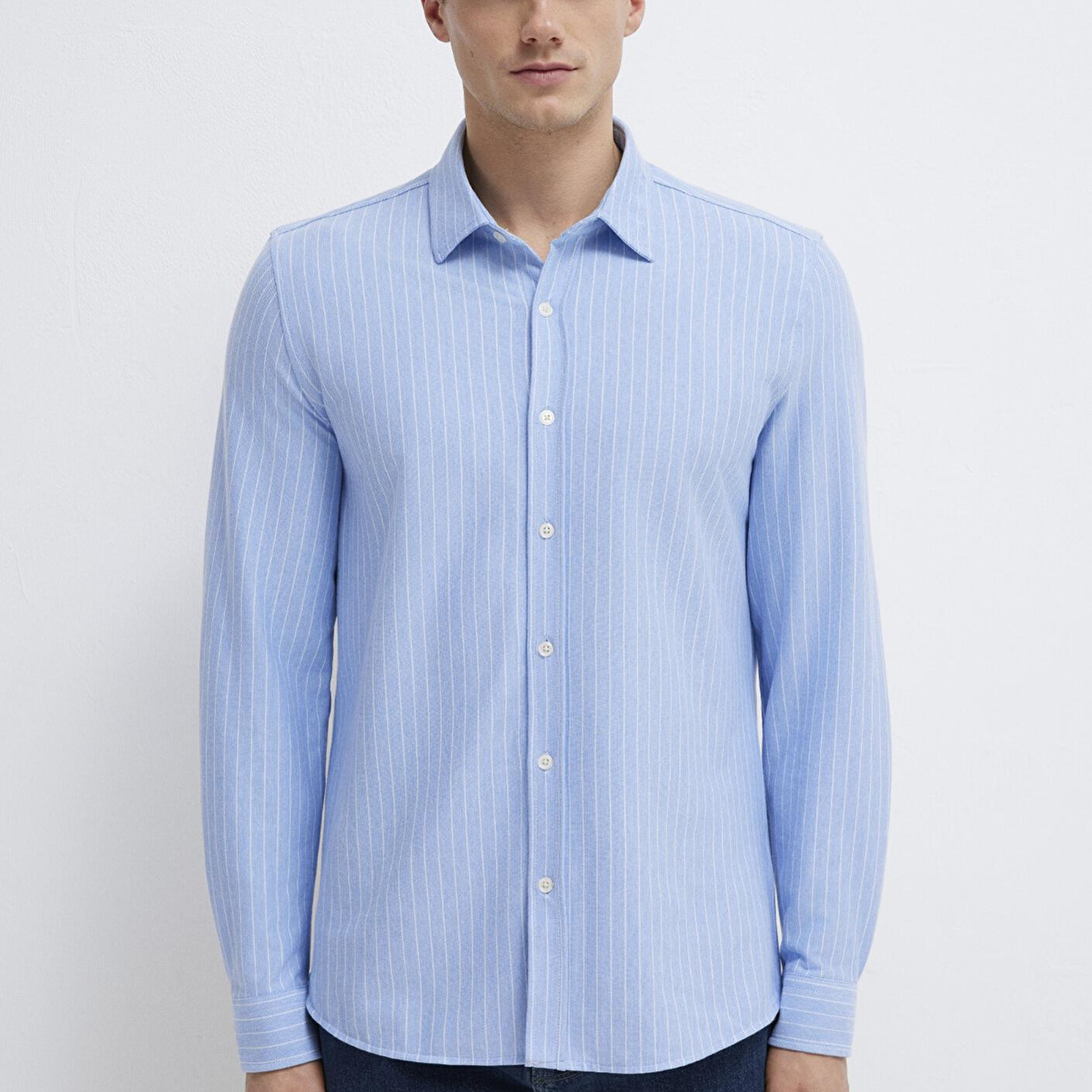 Mavi Çizgili Mavi Gömlek Slim Fit / Dar Kesim 0211858-91409