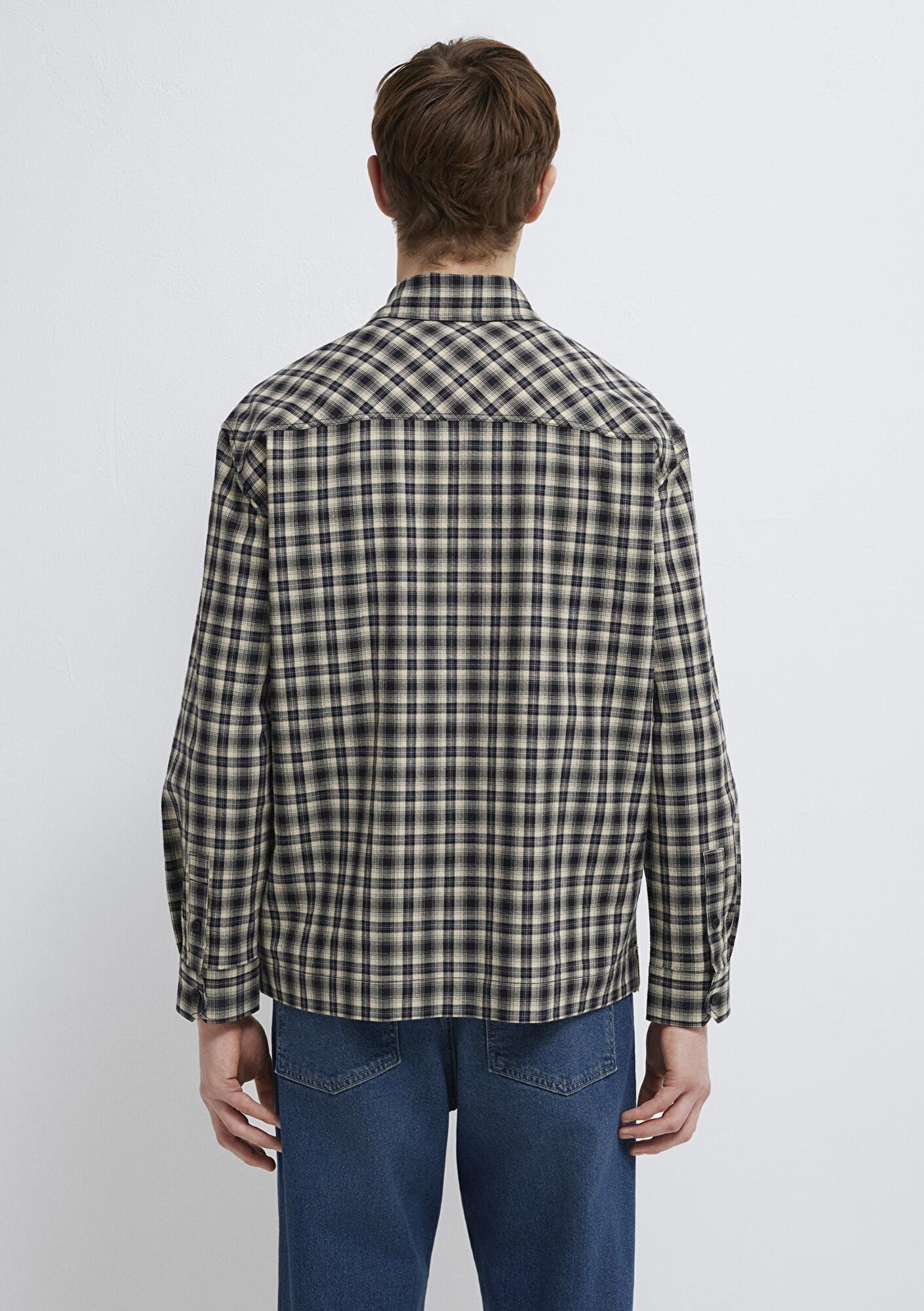 Mavi Mavi Jeans Nakışlı Siyah Ekose Gömlek Loose Fit / Bol Rahat Kesim 0211880-91417