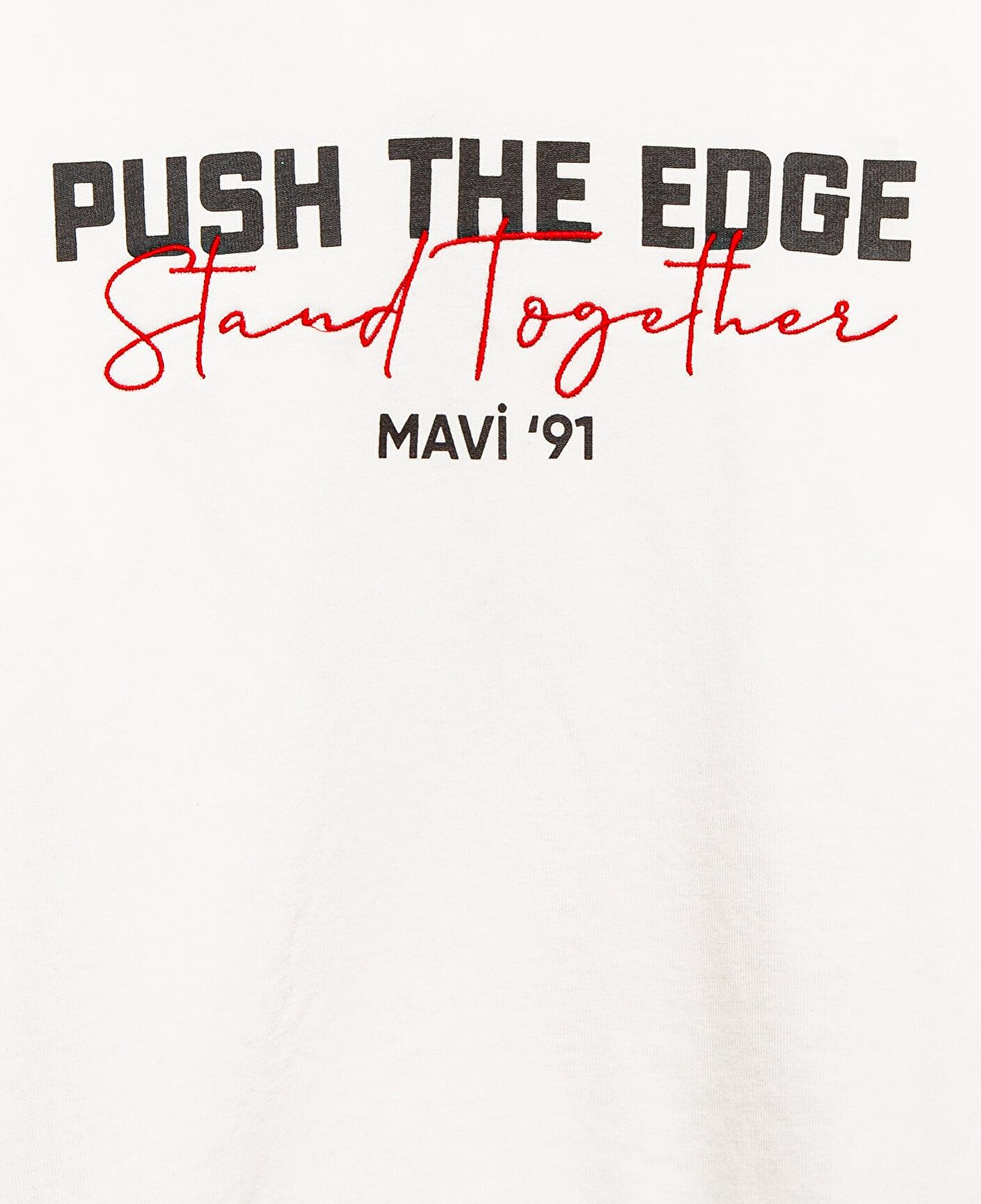 Mavi Stand Together Baskılı Kapüşonlu Ekru Sweatshirt 6S10181-70057