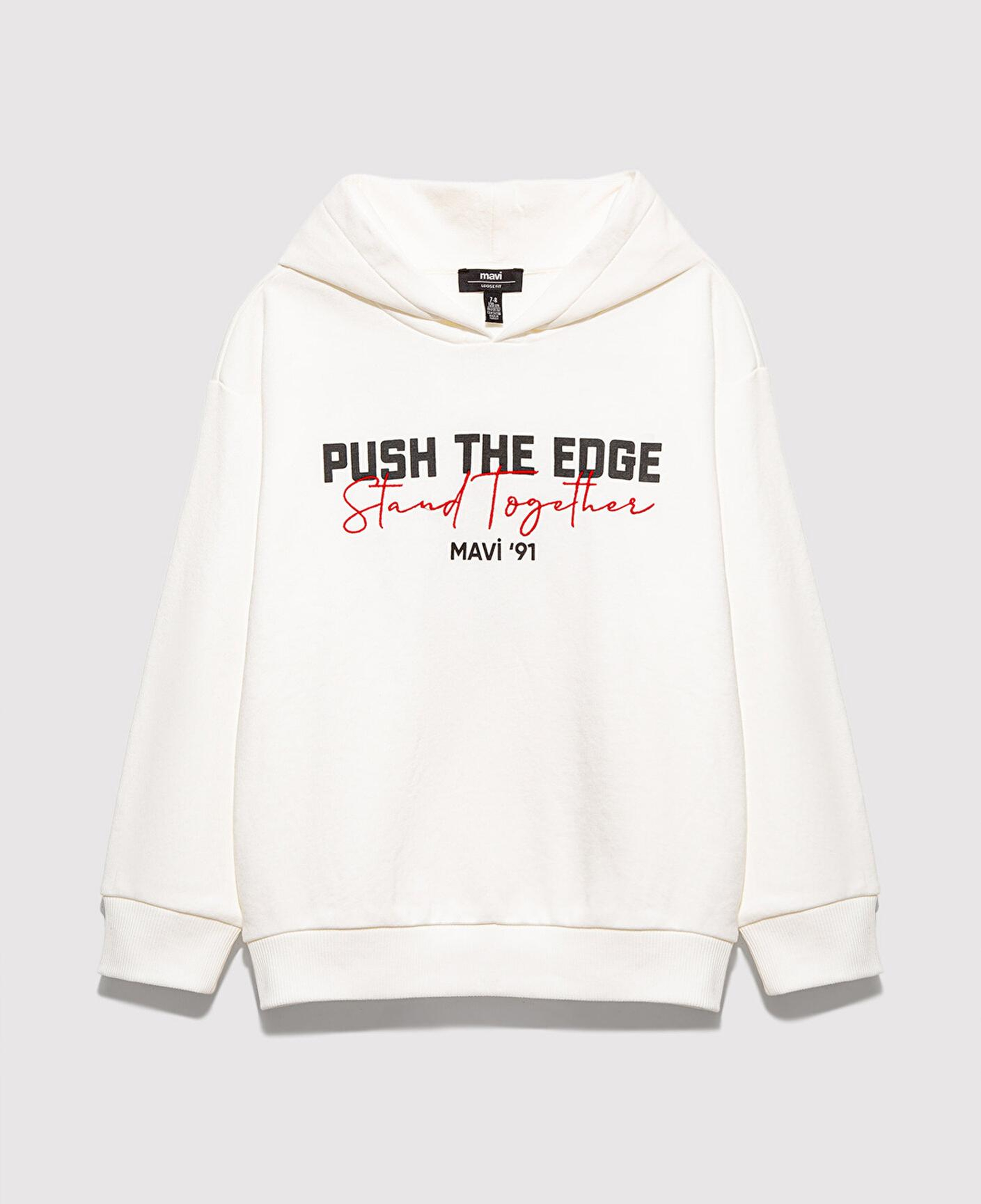 Mavi Stand Together Baskılı Kapüşonlu Ekru Sweatshirt 6S10181-70057