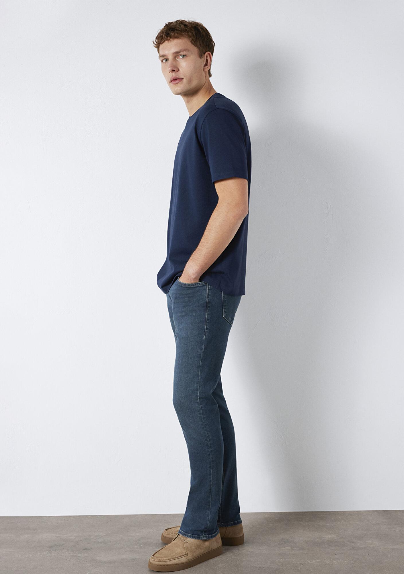 Mavi Bisiklet Yaka Lacivert Basic Tişört Loose Fit / Bol Rahat Kesim 0611596-70497