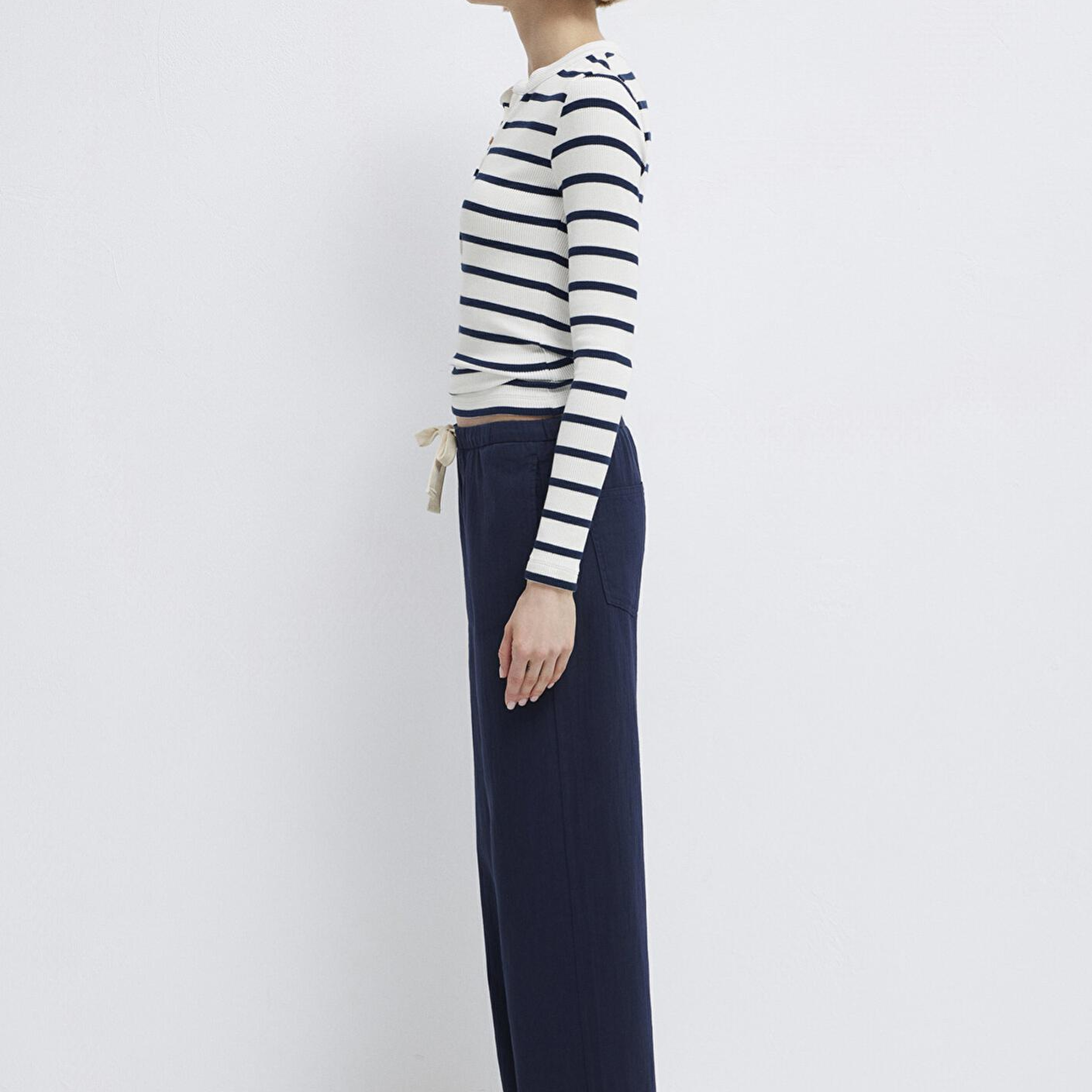 Mavi Bağcık Detaylı Lacivert Pantolon 1011203-89101