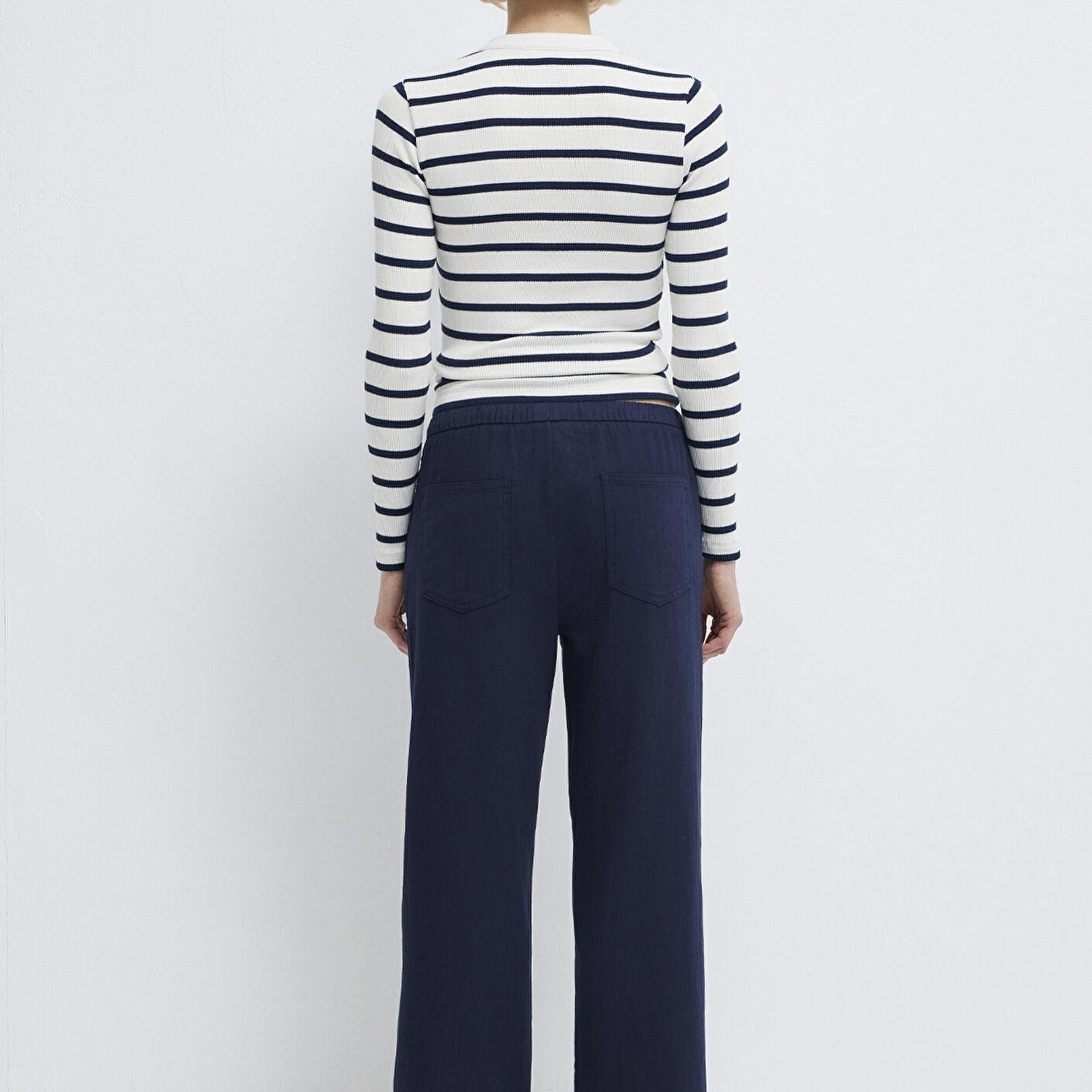 Mavi Bağcık Detaylı Lacivert Pantolon 1011203-89101