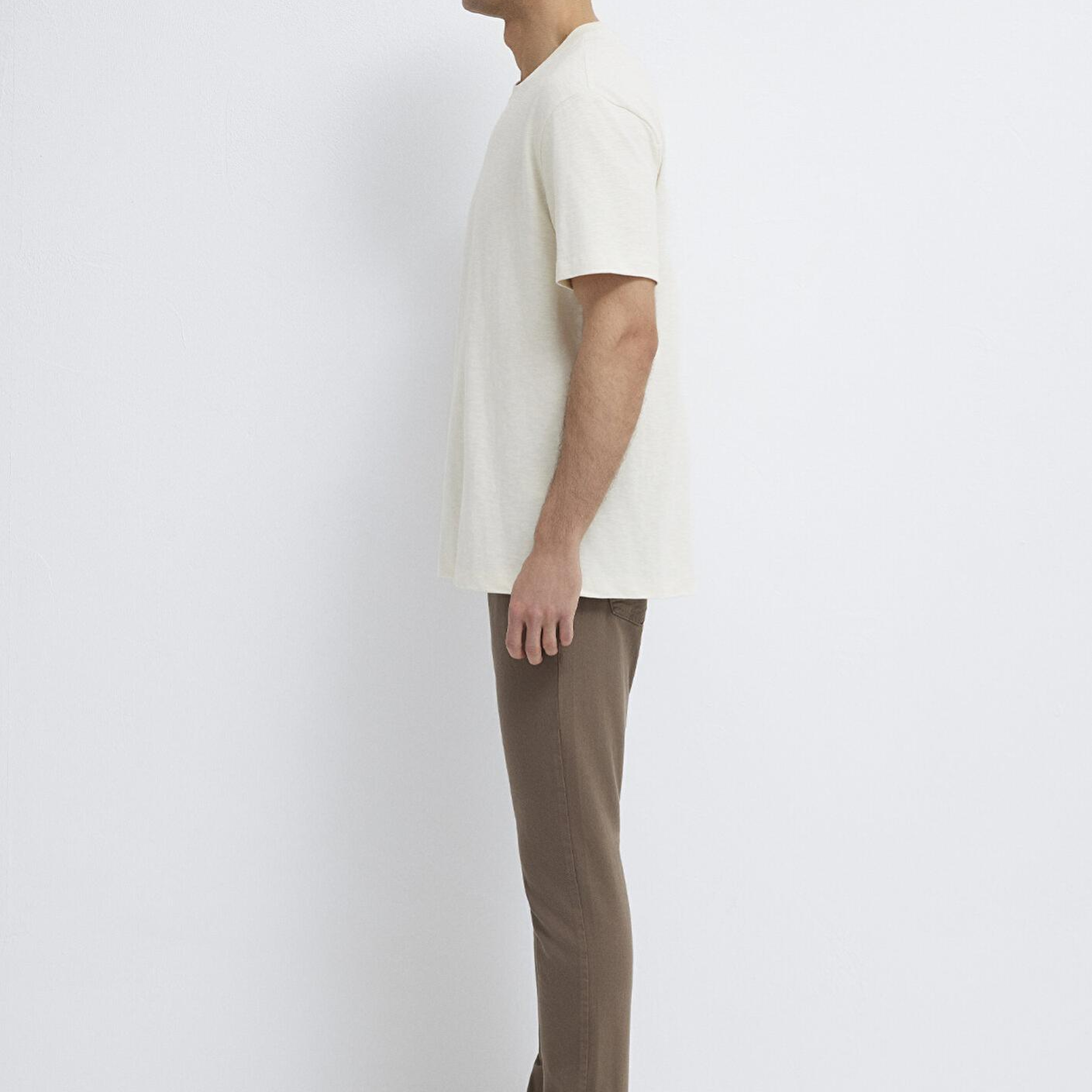 Mavi Ekru Basic Tişört Loose Fit / Bol Rahat Kesim 0613146-70056