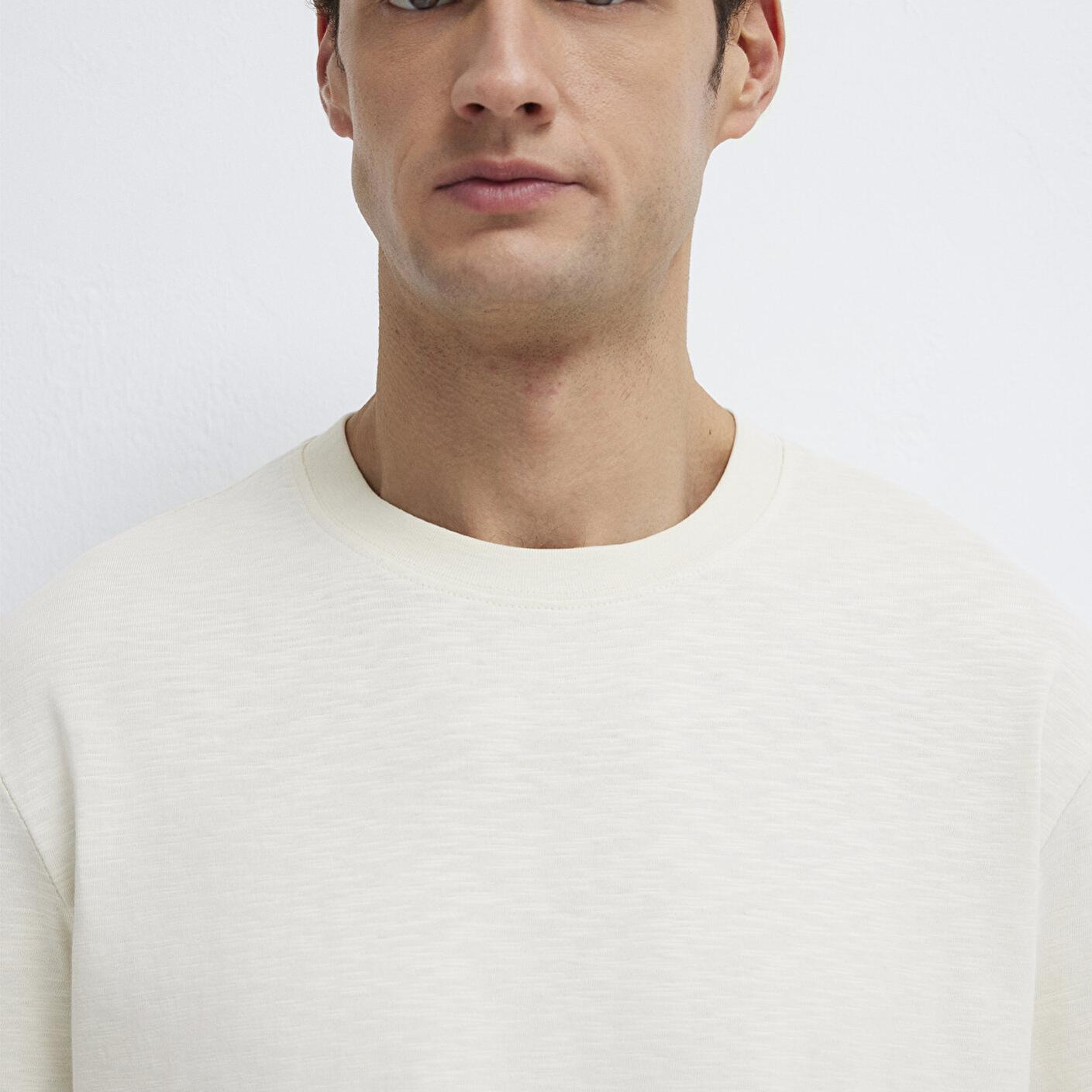 Mavi Ekru Basic Tişört Loose Fit / Bol Rahat Kesim 0613146-70056