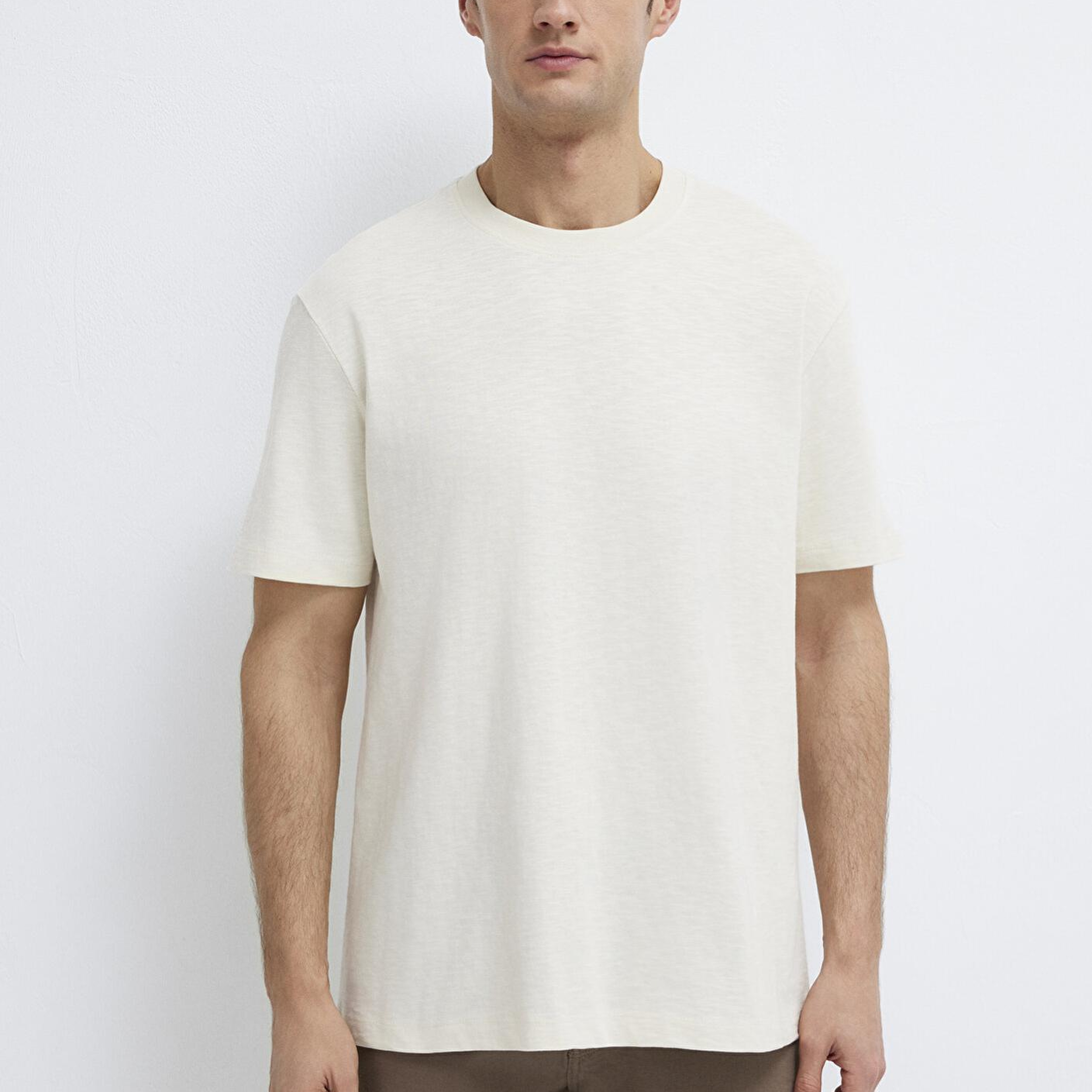 Mavi Ekru Basic Tişört Loose Fit / Bol Rahat Kesim 0613146-70056