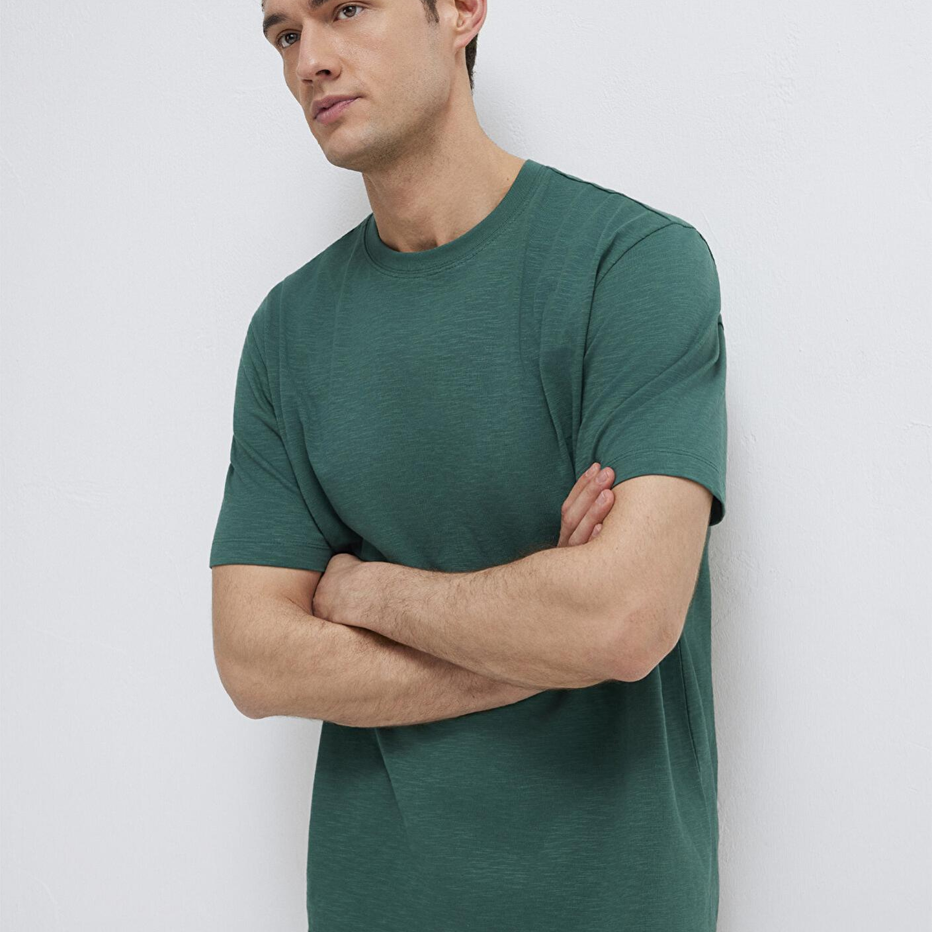 Mavi Yeşil Basic Tişört Loose Fit / Bol Rahat Kesim 0613146-71930