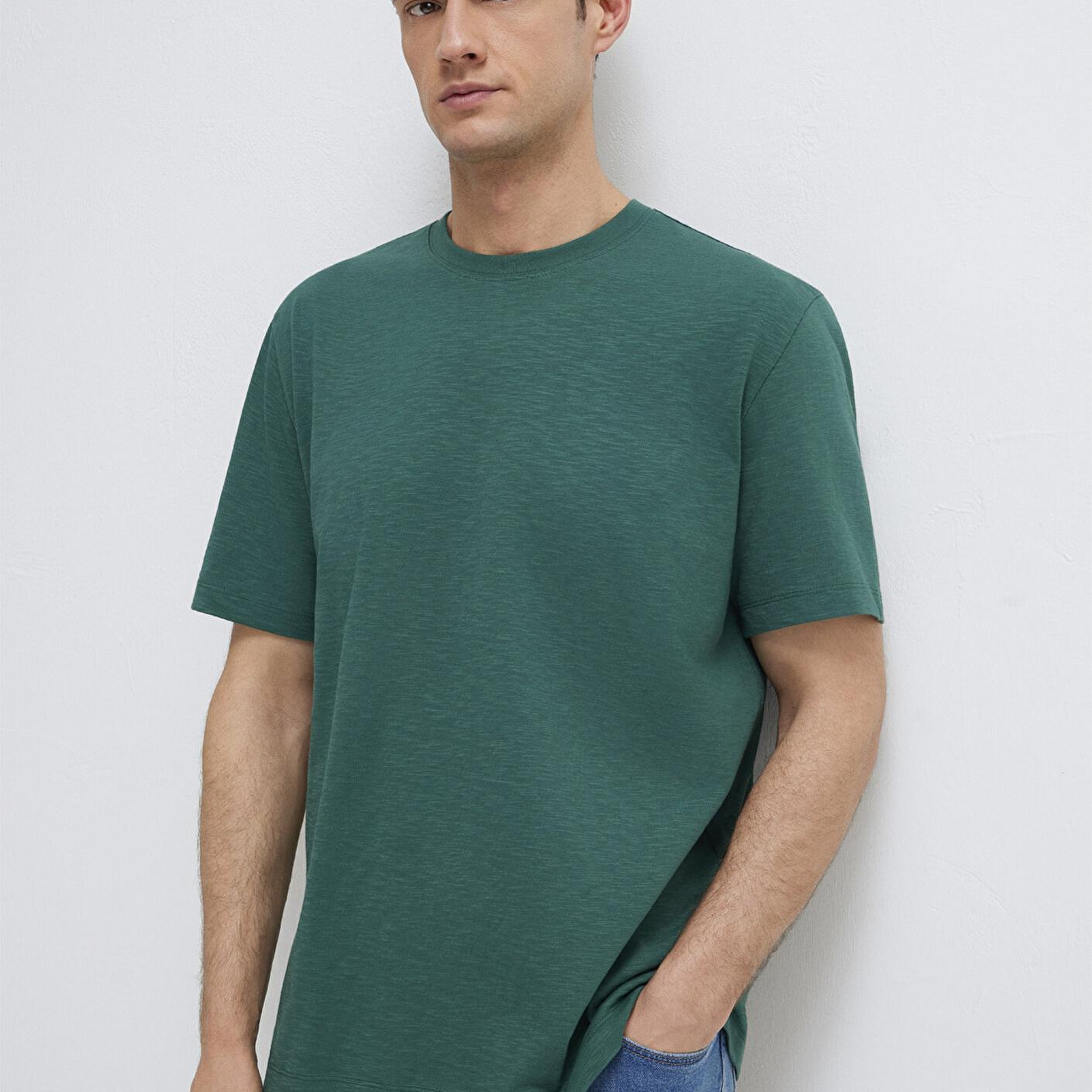 Mavi Yeşil Basic Tişört Loose Fit / Bol Rahat Kesim 0613146-71930