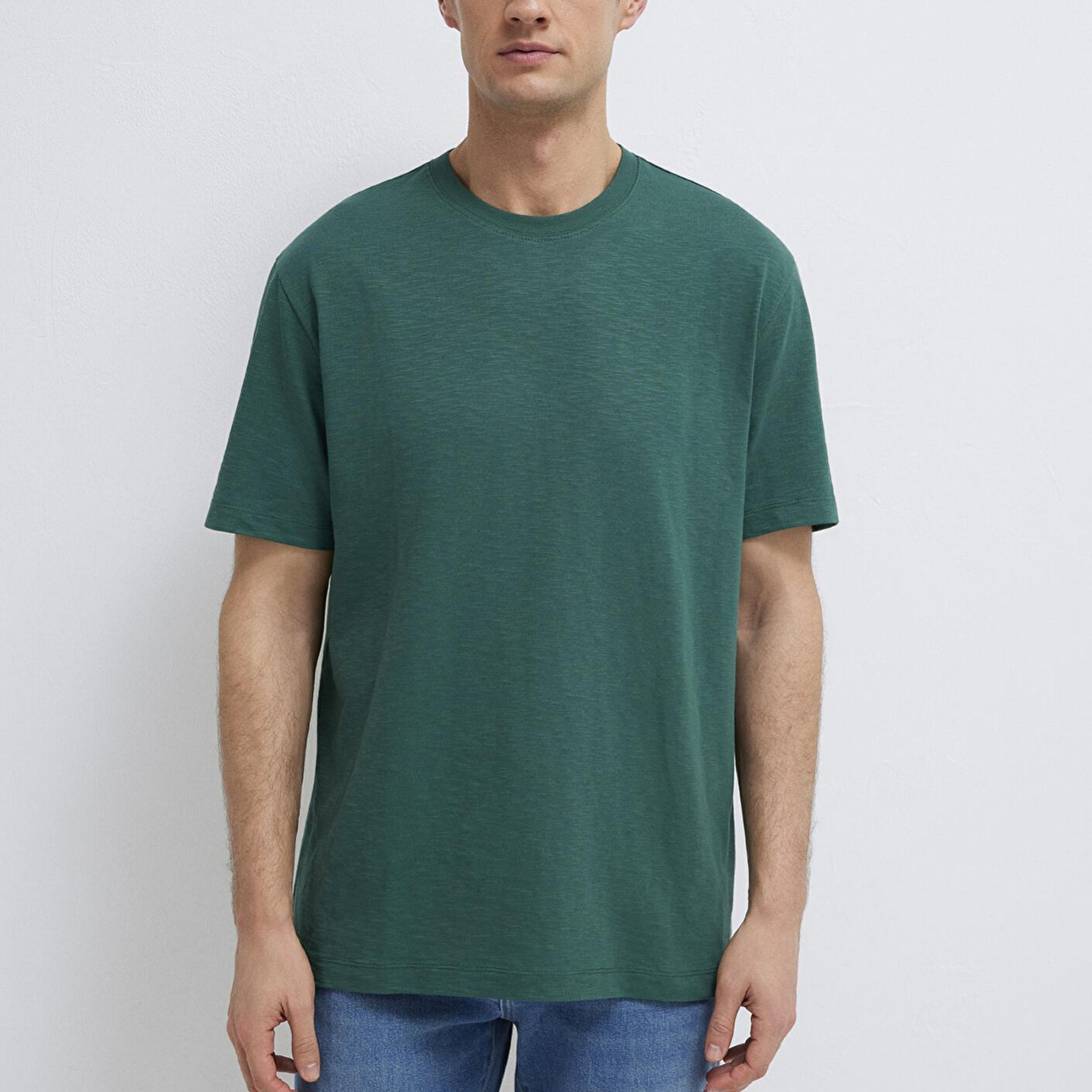 Mavi Yeşil Basic Tişört Loose Fit / Bol Rahat Kesim 0613146-71930