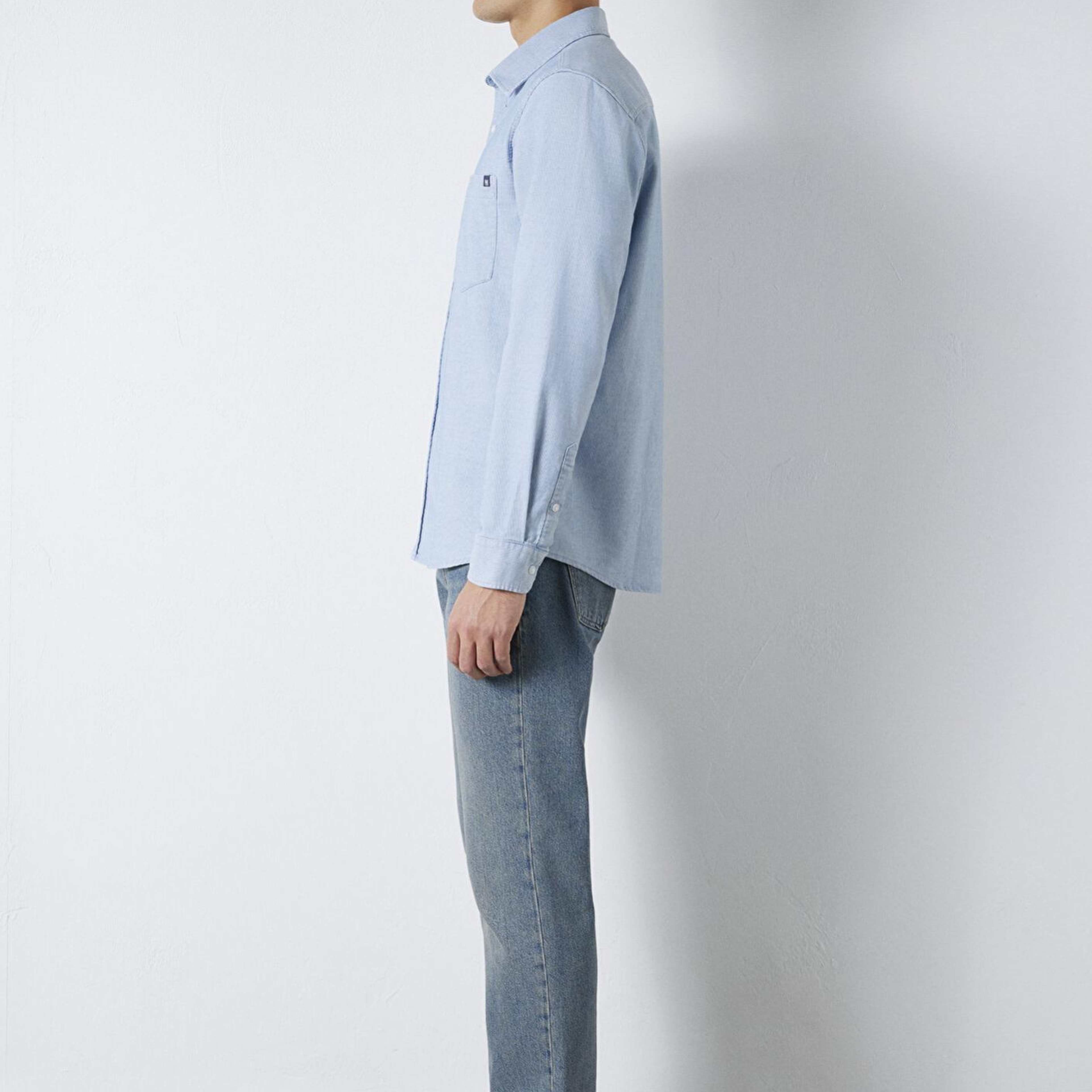 Mavi Çizgili Cepli Mavi Gömlek Regular Fit / Normal Kesim 0211852-91407