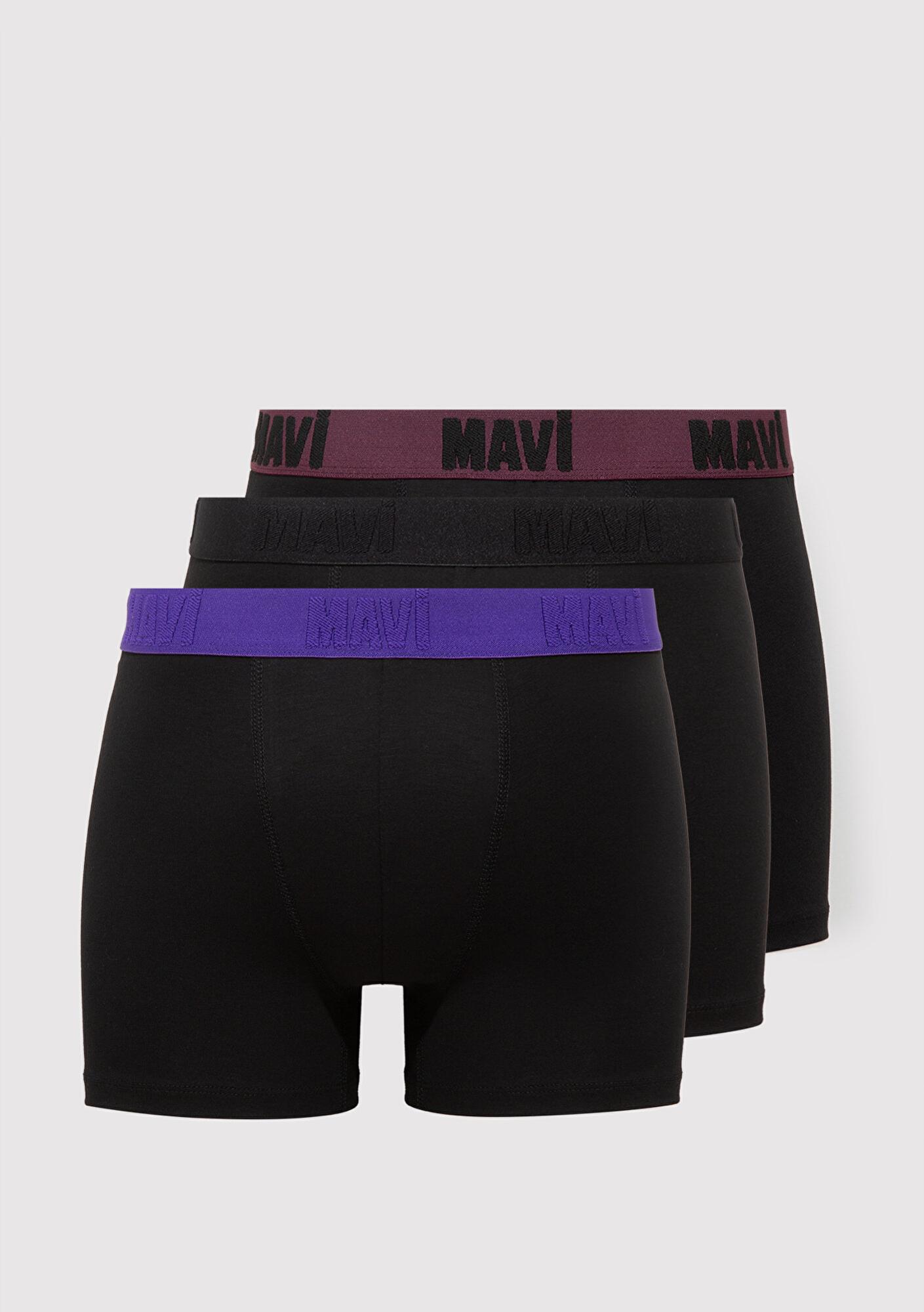 Mavi 3lü Siyah Basic Boxer 0912269-900