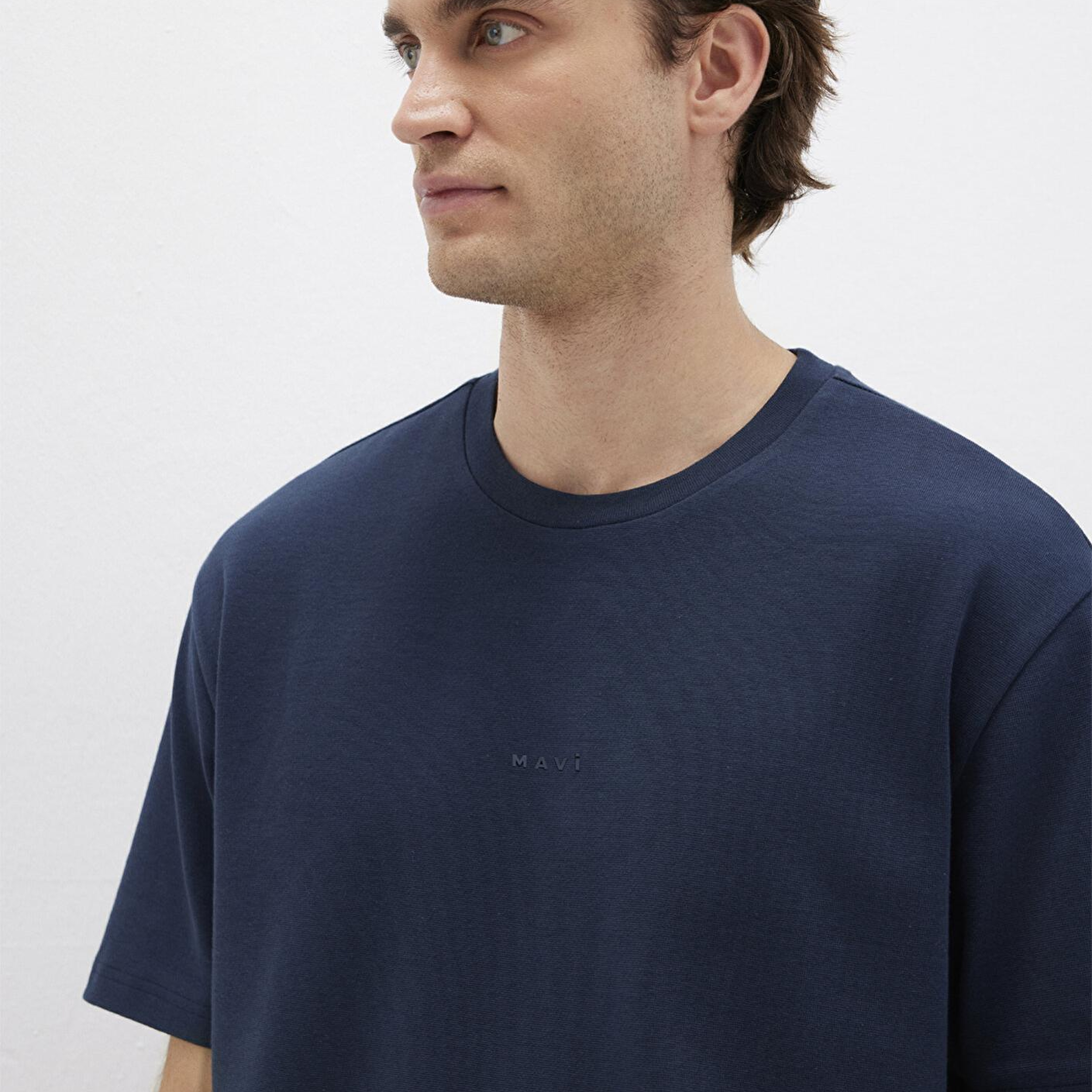 Mavi Mavi Logo Baskılı Lacivert Tişört Loose Fit / Bol Rahat Kesim 0613250-70490