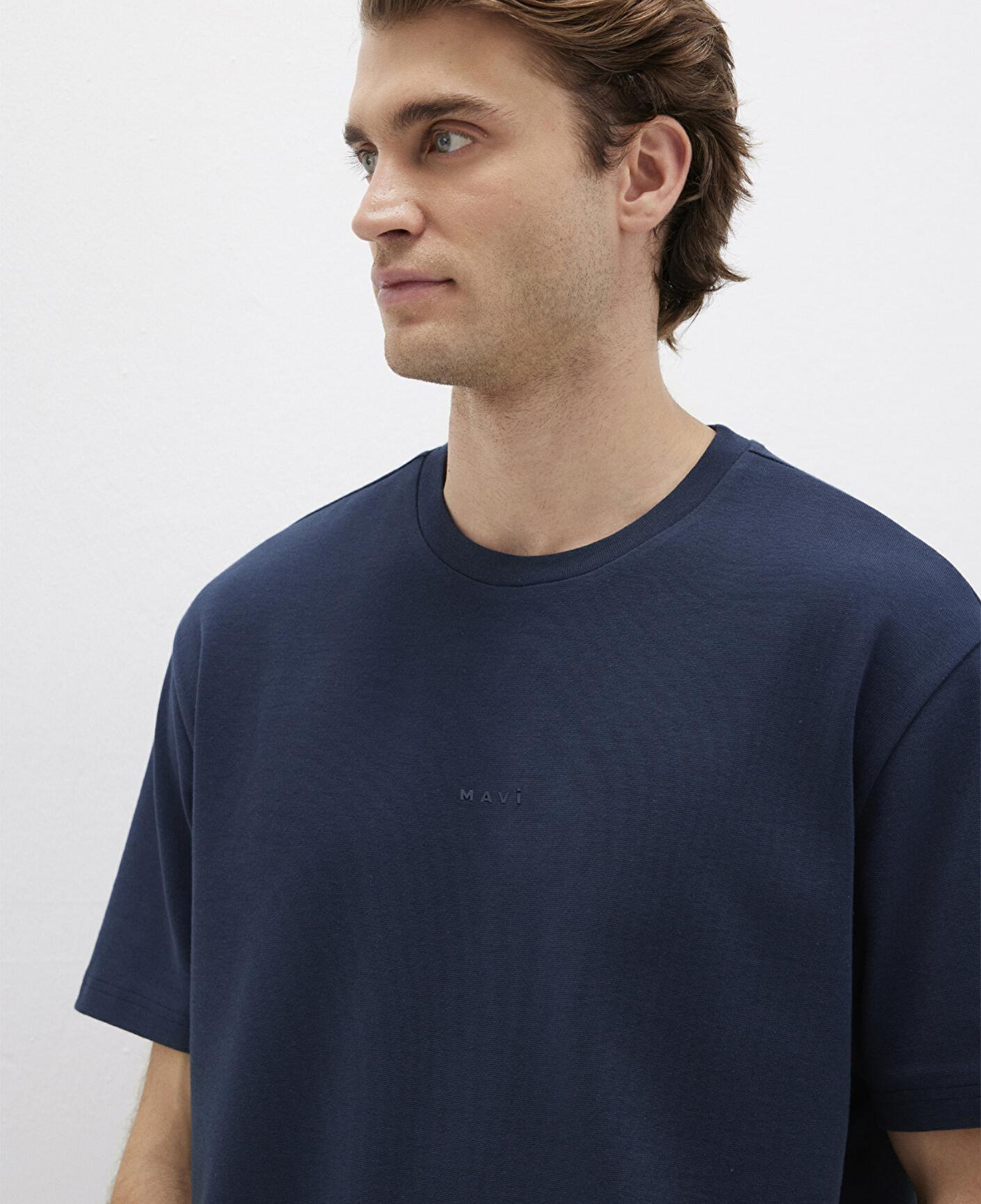 Mavi Mavi Logo Baskılı Lacivert Tişört Loose Fit / Bol Rahat Kesim 0613250-70490
