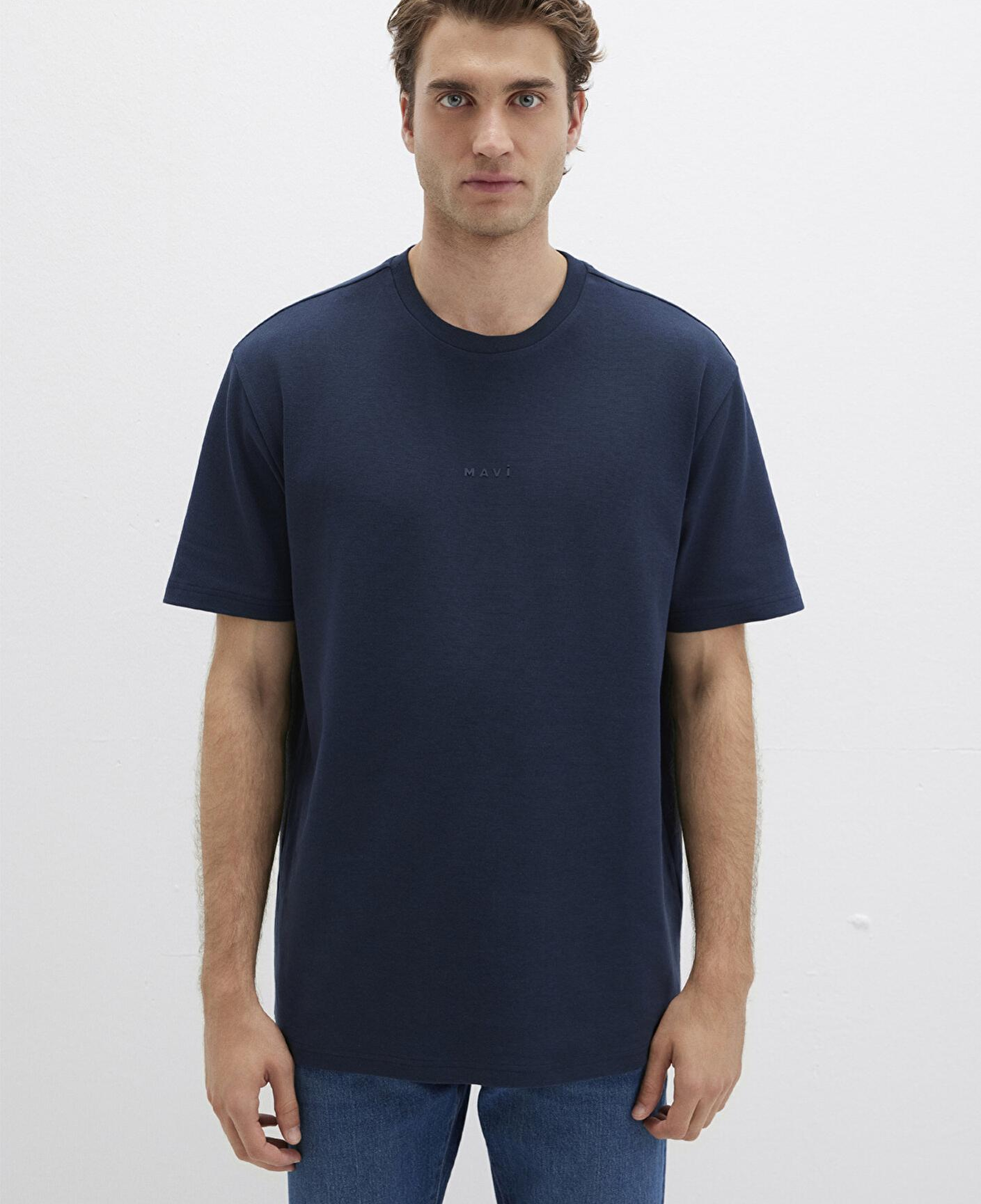 Mavi Mavi Logo Baskılı Lacivert Tişört Loose Fit / Bol Rahat Kesim 0613250-70490