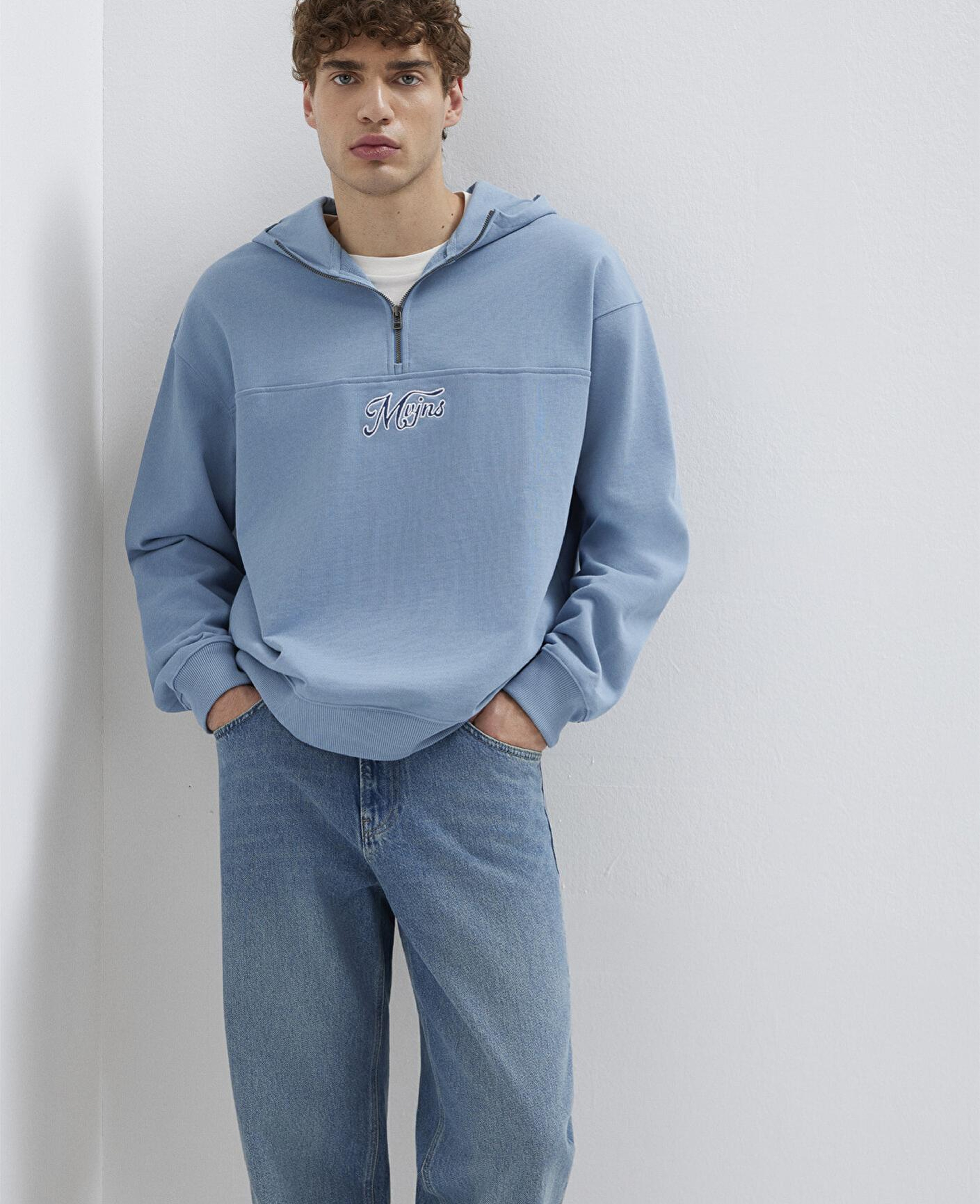 Mavi MVJNS Nakışlı Yarı Fermuarlı Mavi Sweatshirt 0S10543-86998