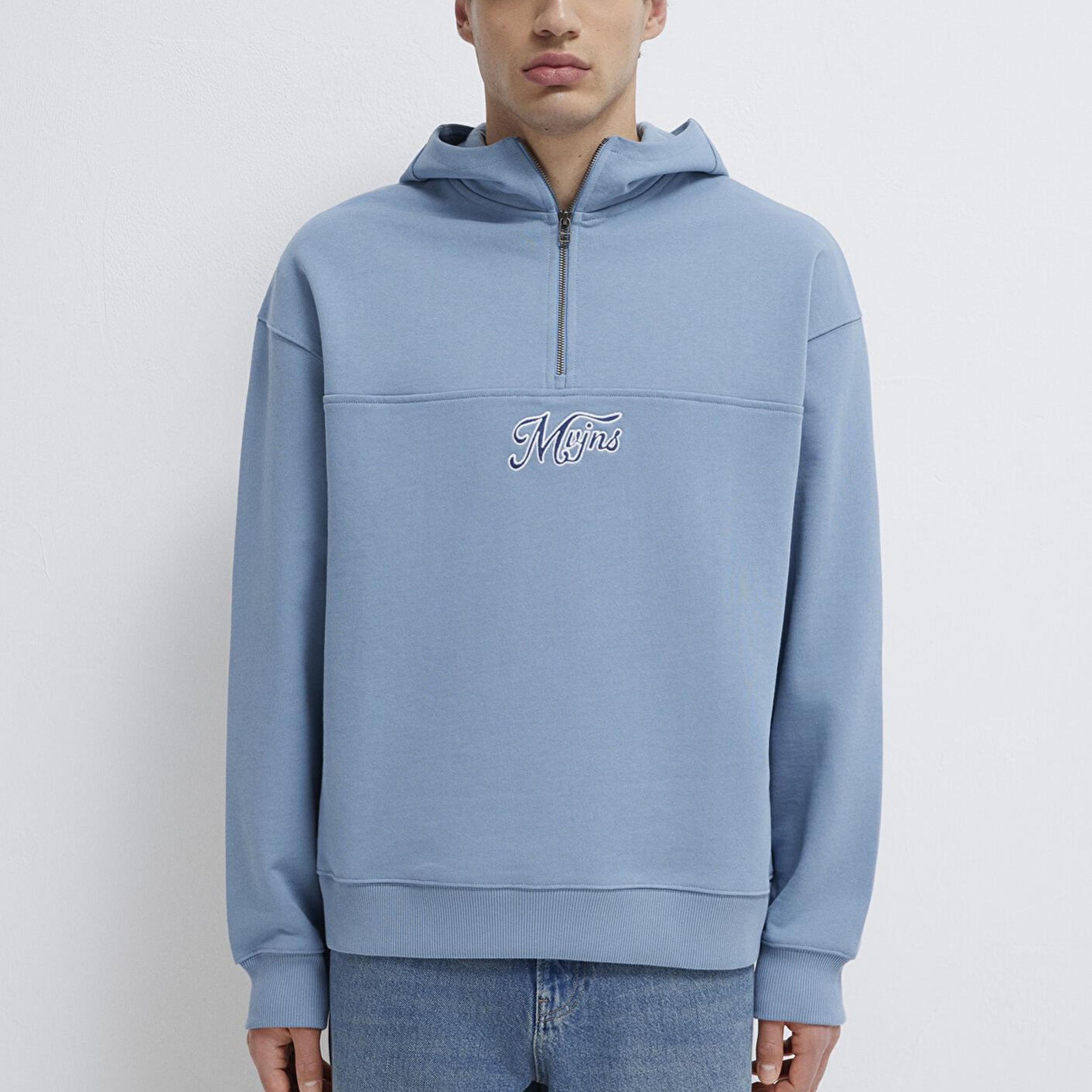 Mavi MVJNS Nakışlı Yarı Fermuarlı Mavi Sweatshirt 0S10543-86998