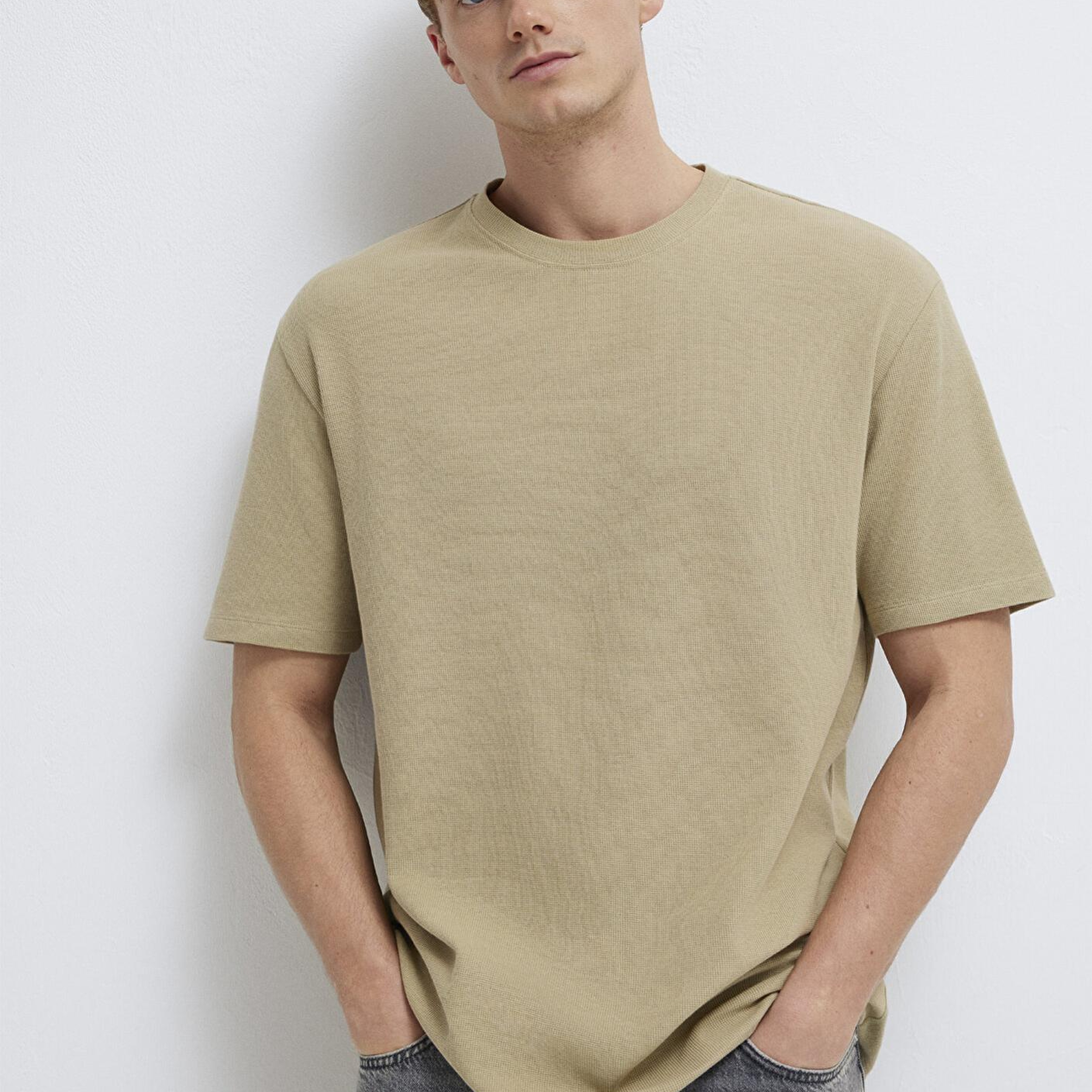 Mavi Bej Basic Tişört Loose Fit / Bol Rahat Kesim 0613153-70204