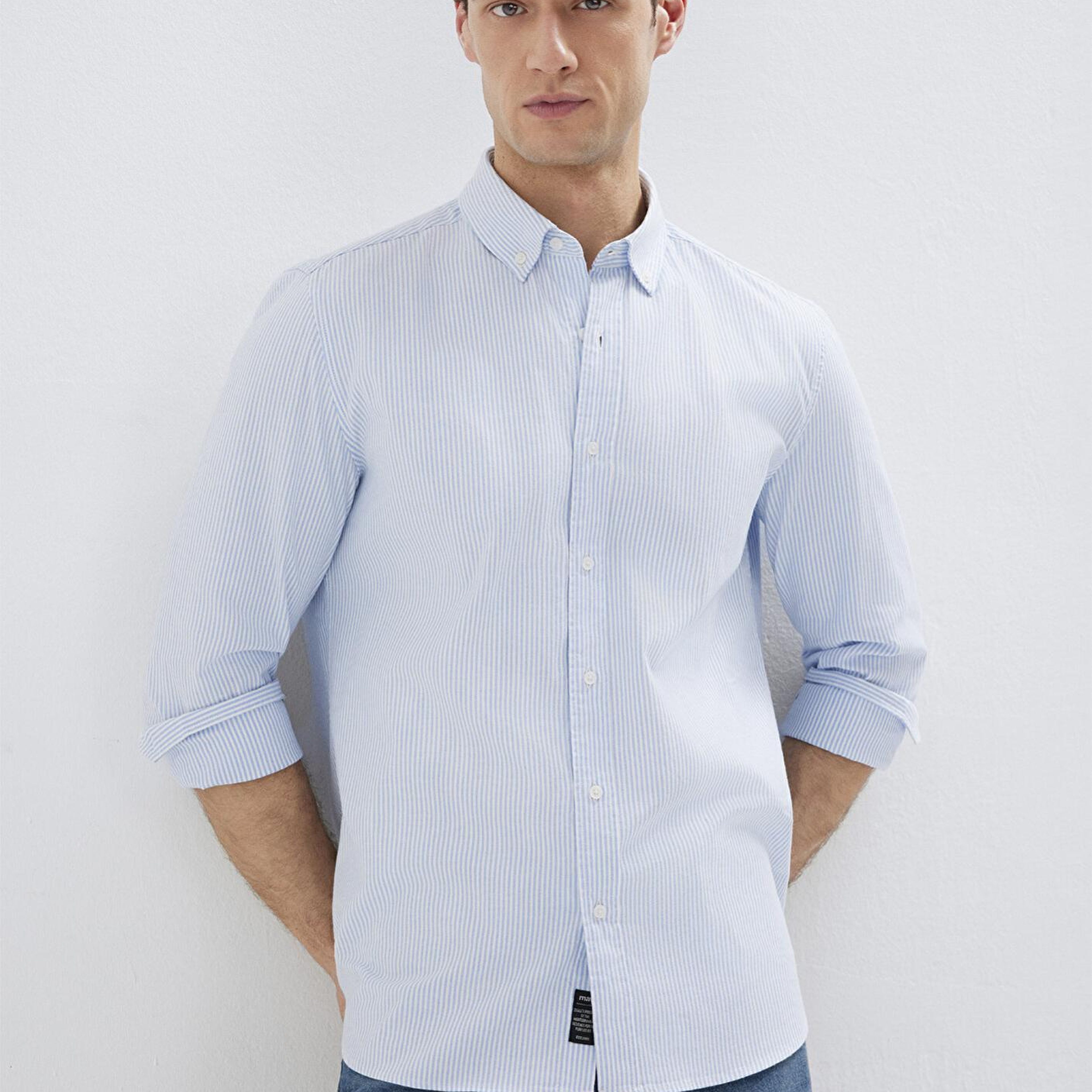 Mavi Çizgili Mavi Gömlek Slim Fit / Dar Kesim 0211916-91471