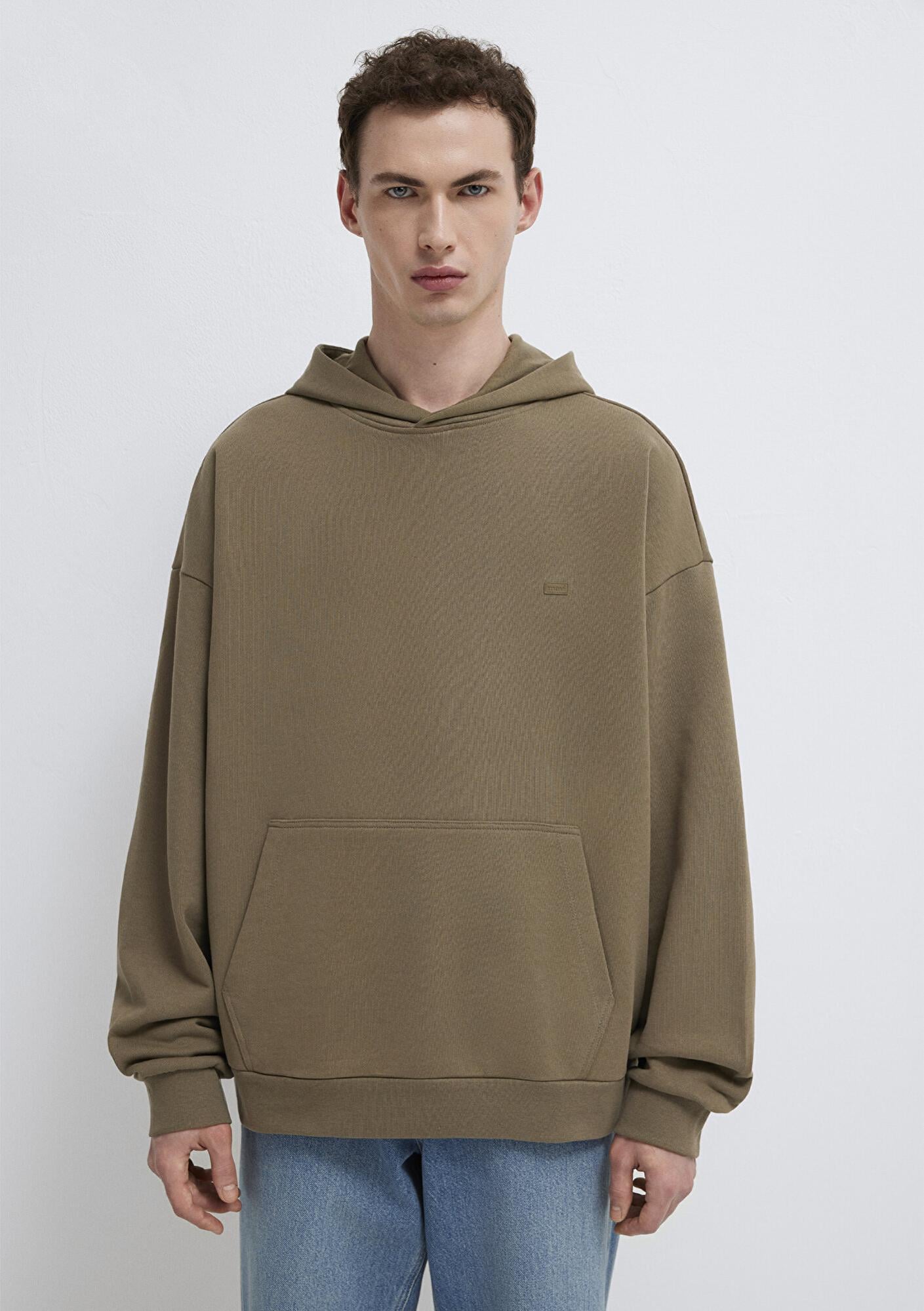 Mavi Kapüşonlu Bej Sweatshirt 0S10416-71564