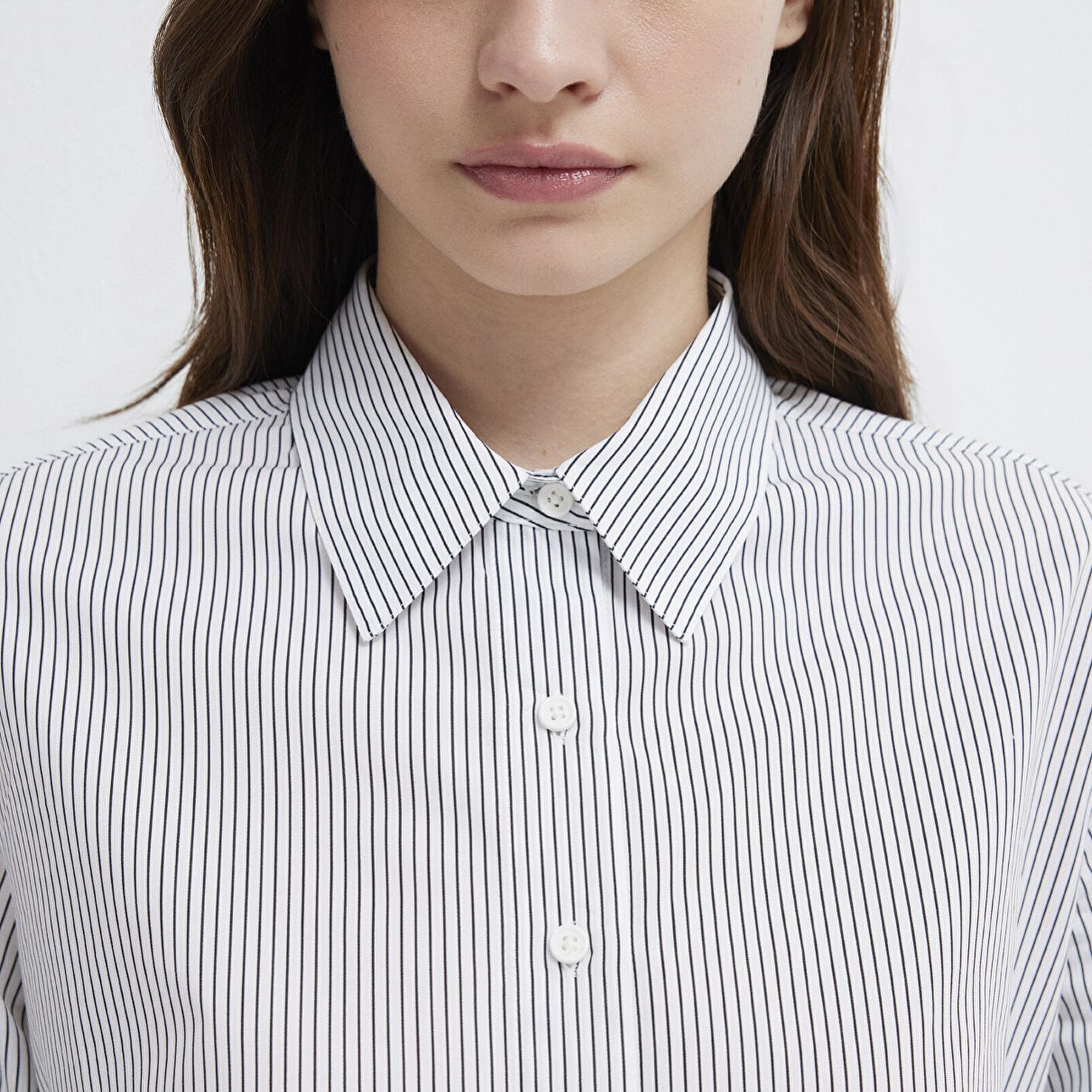 Mavi Antrasit Çizgili Beyaz Gömlek Slim Fit / Dar Kesim 1211378-91377