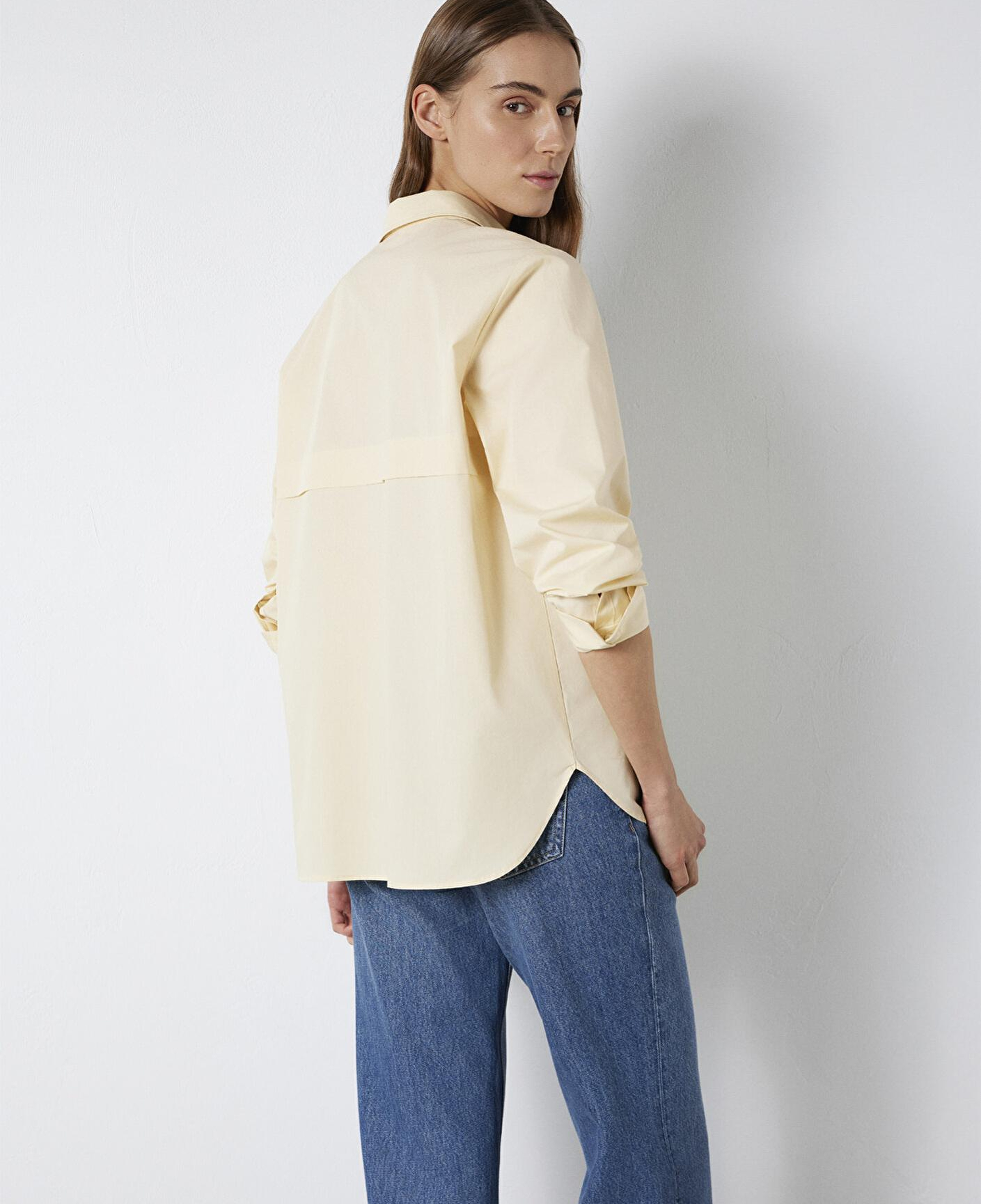 Mavi Sarı Gömlek Loose Fit / Bol Rahat Kesim 1211395-70034