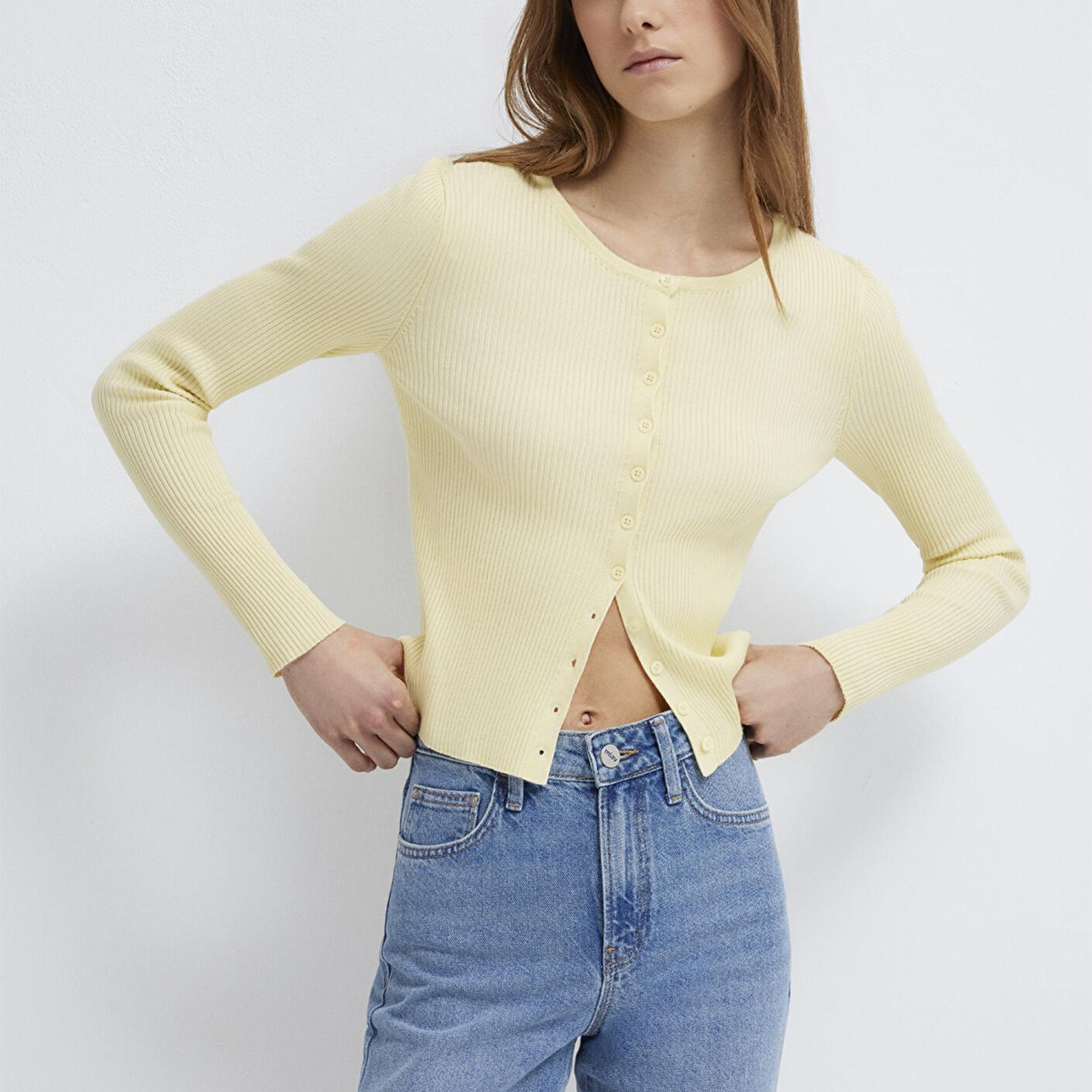 Mavi Sarı Hırka Fitted / Vücuda Oturan Kesim 1710846-71305