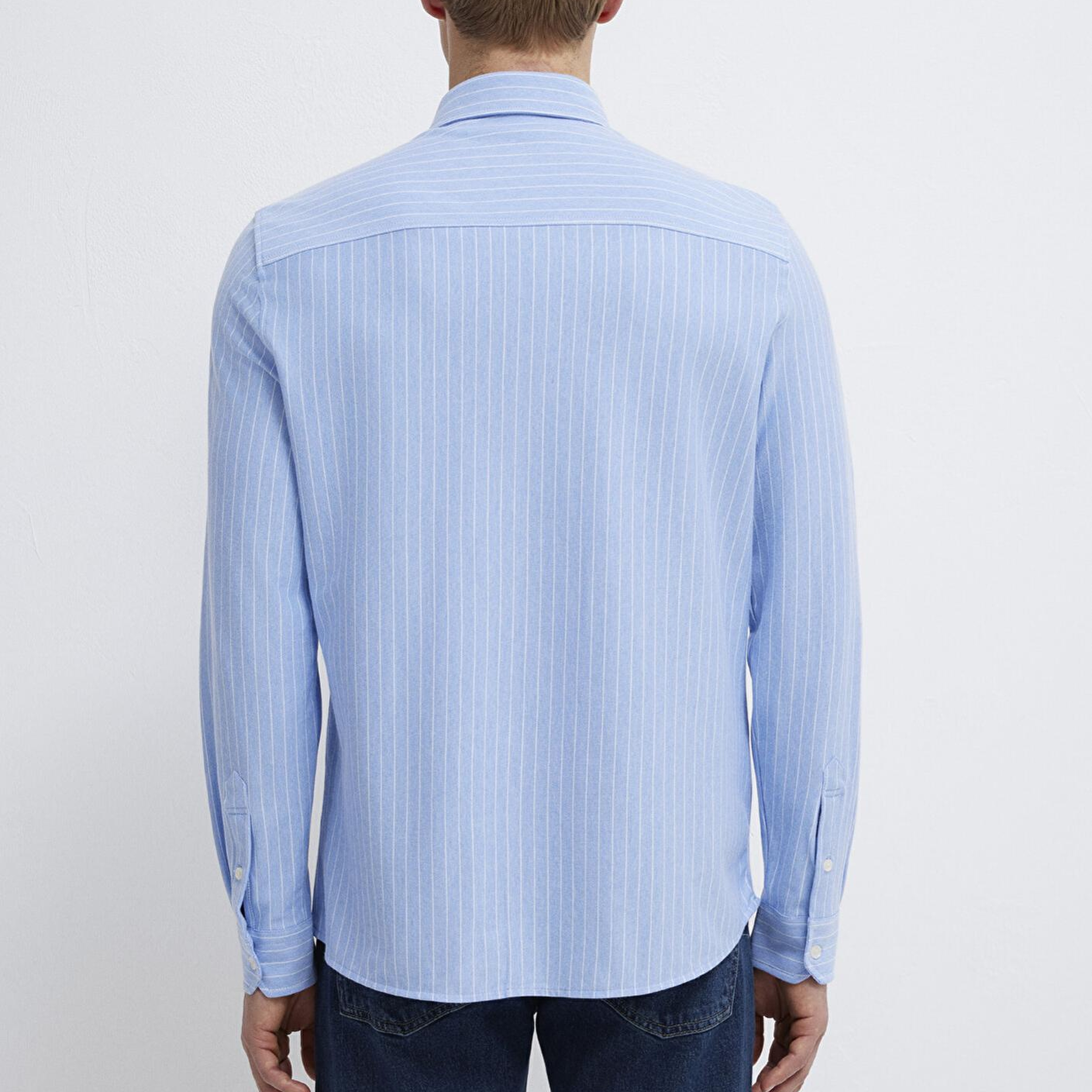 Mavi Çizgili Mavi Gömlek Slim Fit / Dar Kesim 0211858-91409