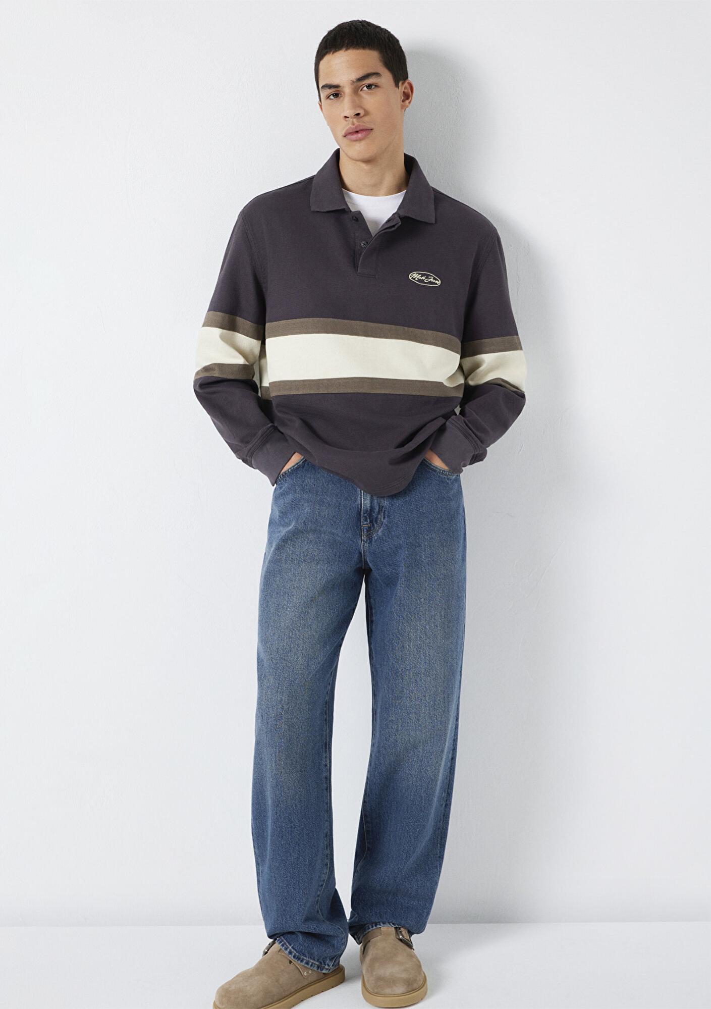 Mavi Mavi Jeans Nakışlı Polo Yaka Antrasit Sweatshirt 0S10575-70101