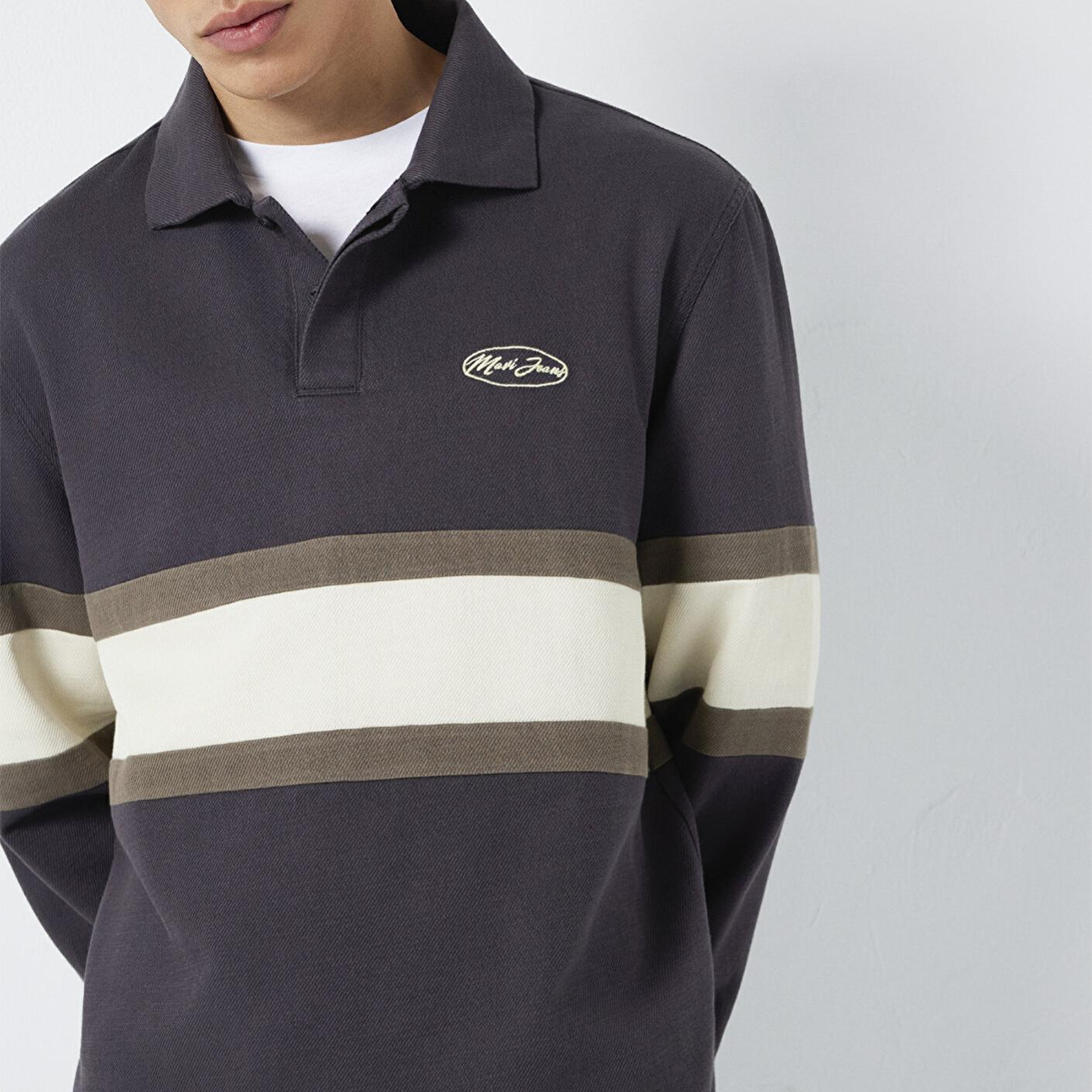 Mavi Mavi Jeans Nakışlı Polo Yaka Antrasit Sweatshirt 0S10575-70101