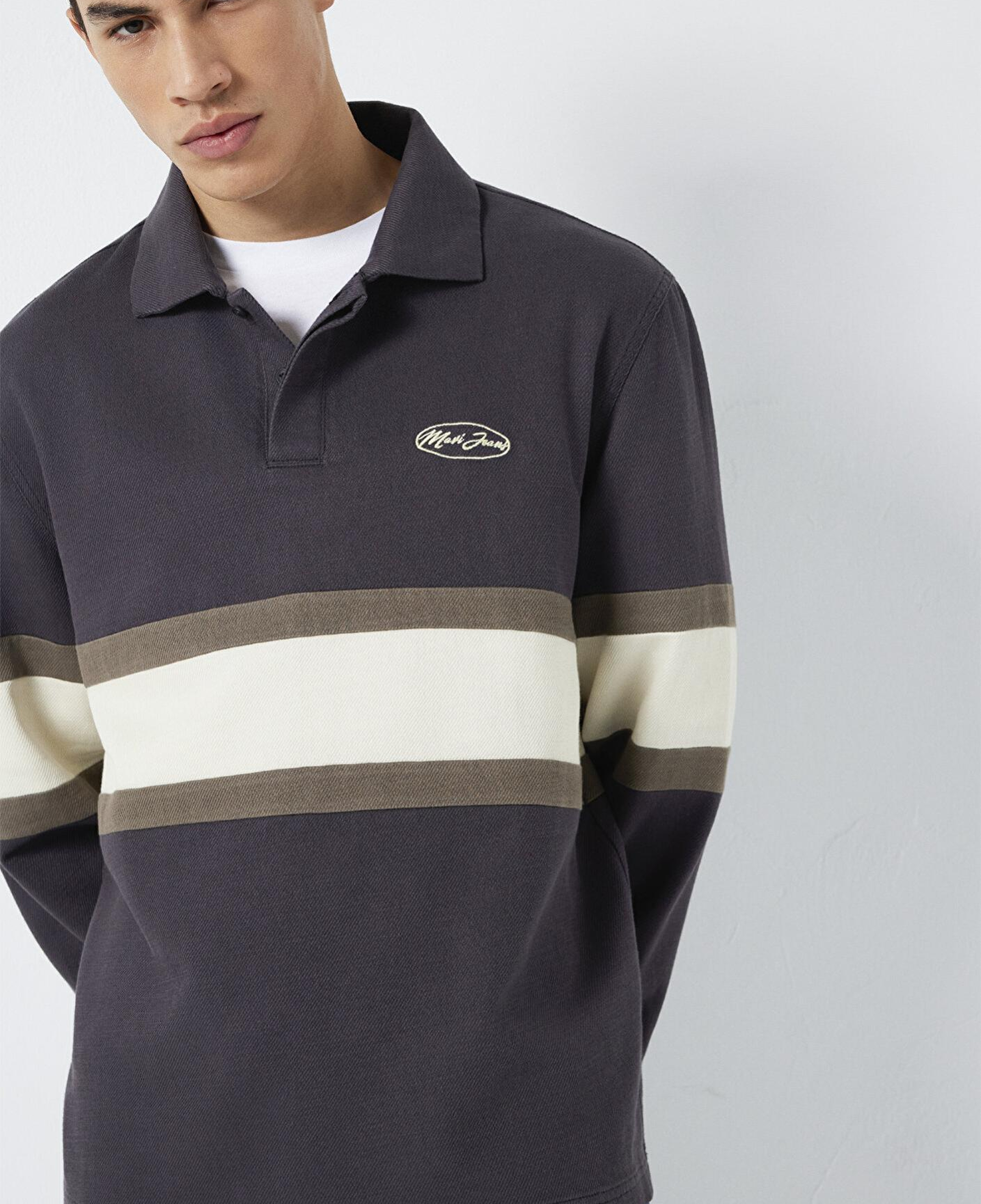 Mavi Mavi Jeans Nakışlı Polo Yaka Antrasit Sweatshirt 0S10575-70101