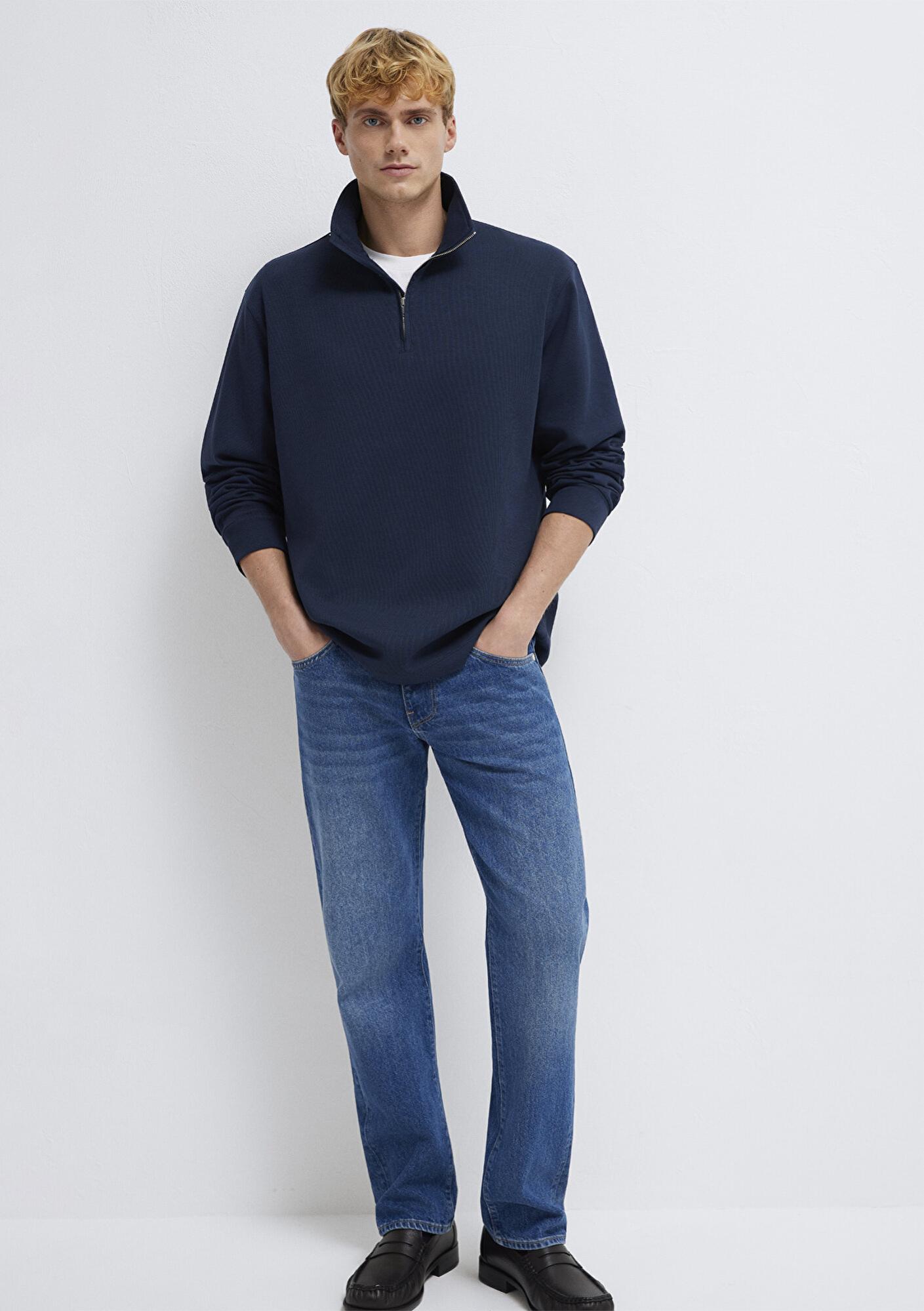 Mavi Yarı Fermuarlı Lacivert Sweatshirt 0S10537-86623