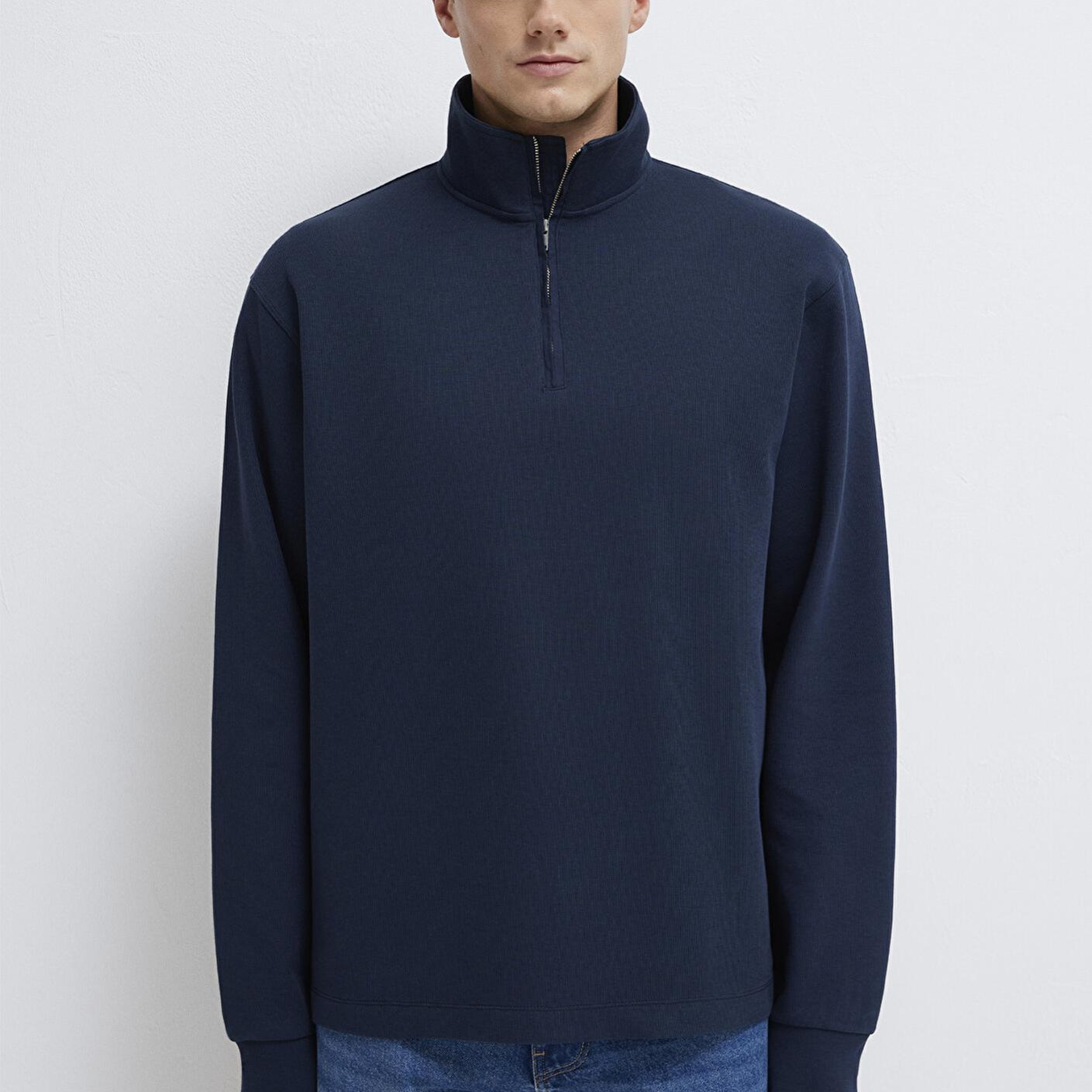 Mavi Yarı Fermuarlı Lacivert Sweatshirt 0S10537-86623