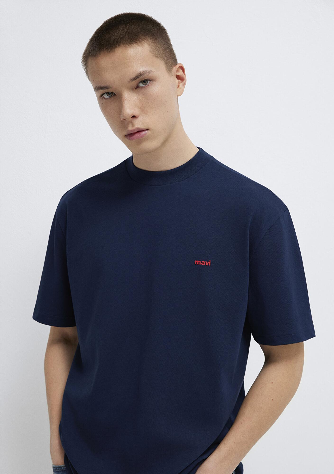 Mavi Mavi Baskılı Lacivert Tişört Loose Fit / Bol Rahat Kesim 0612216-70497