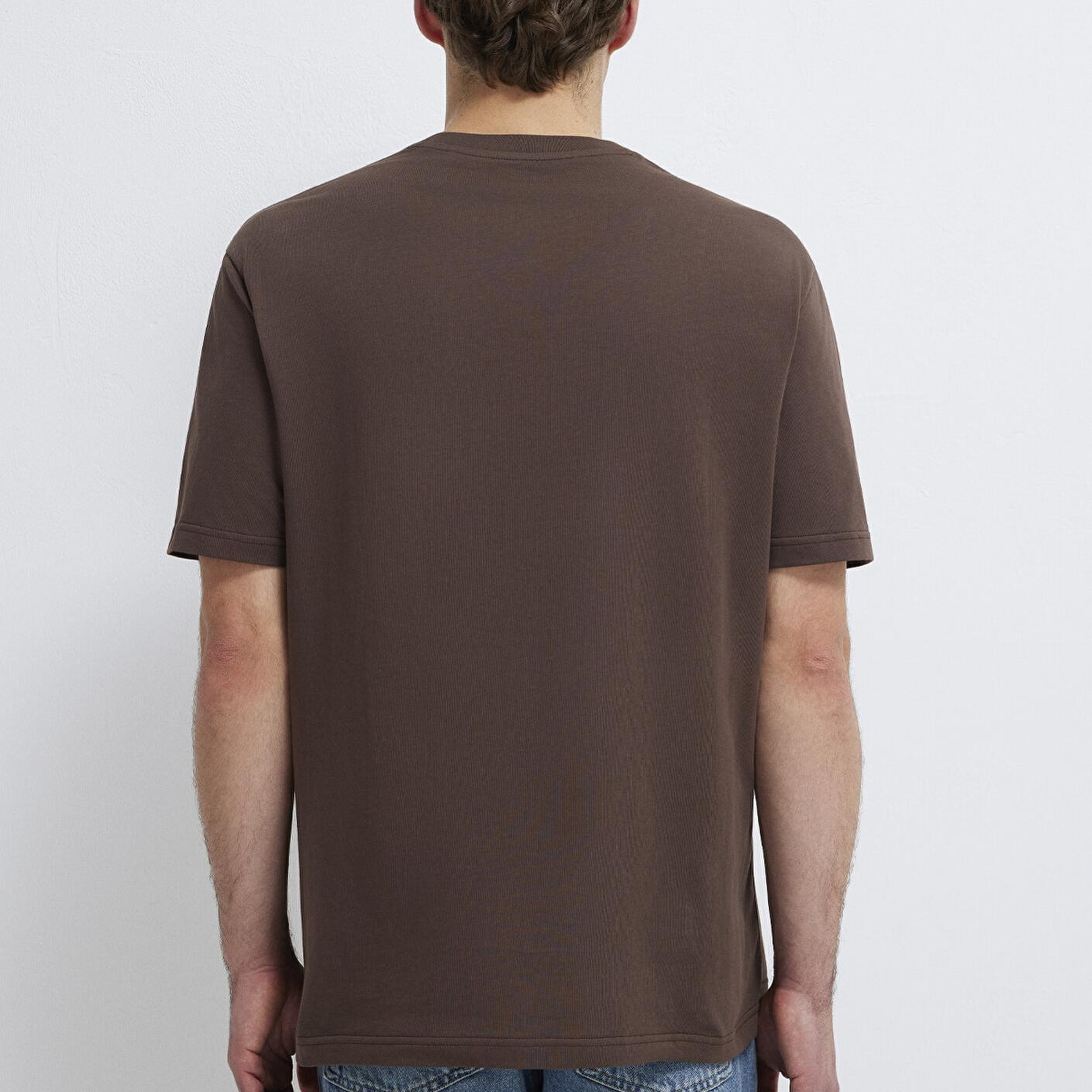 Mavi Mavi Logo İşlemeli Kahverengi Basic Tişört Loose Fit / Bol Rahat Kesim 067074-70251