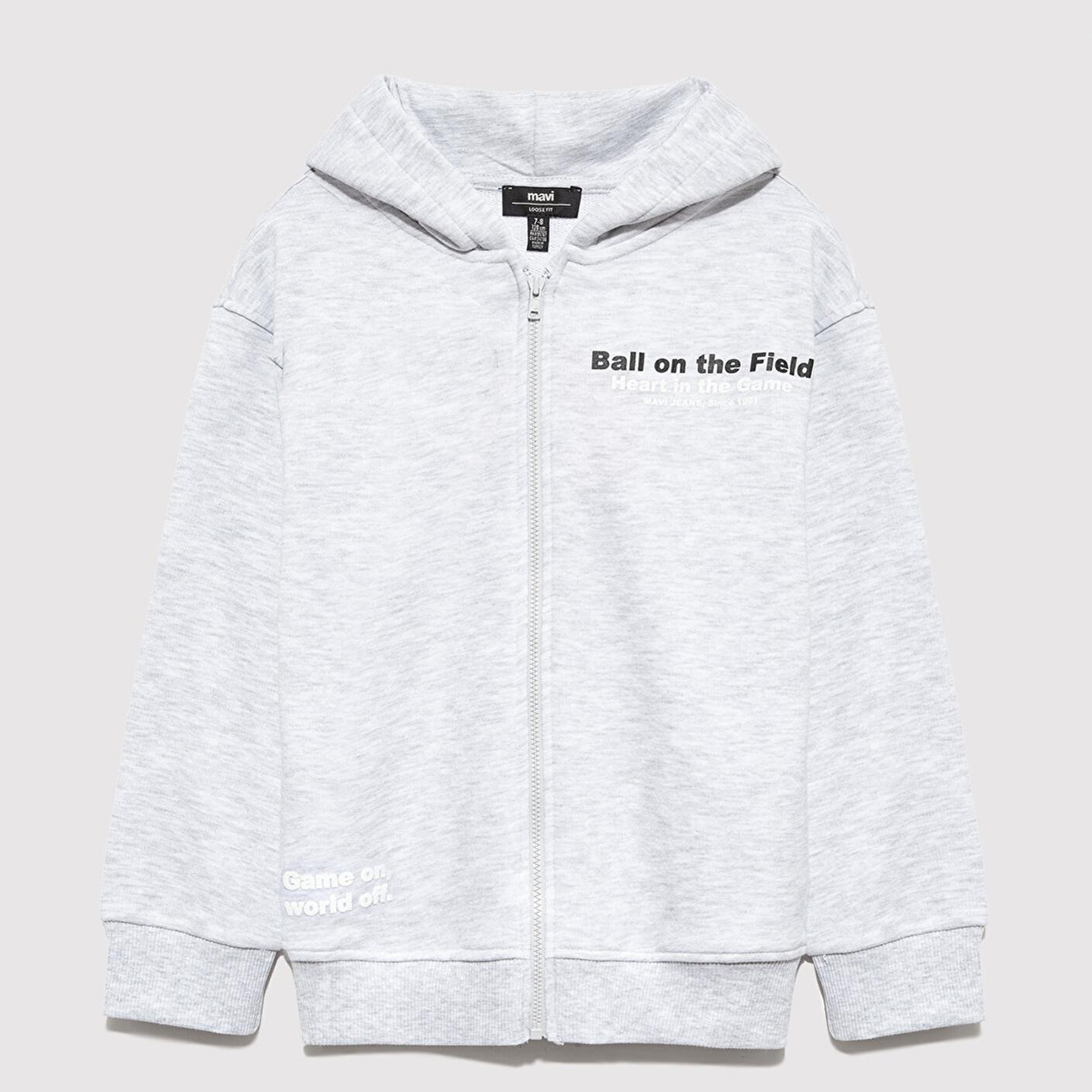 Mavi Baskılı Kapüşonlu Gri Sweatshirt 6S10182-88467