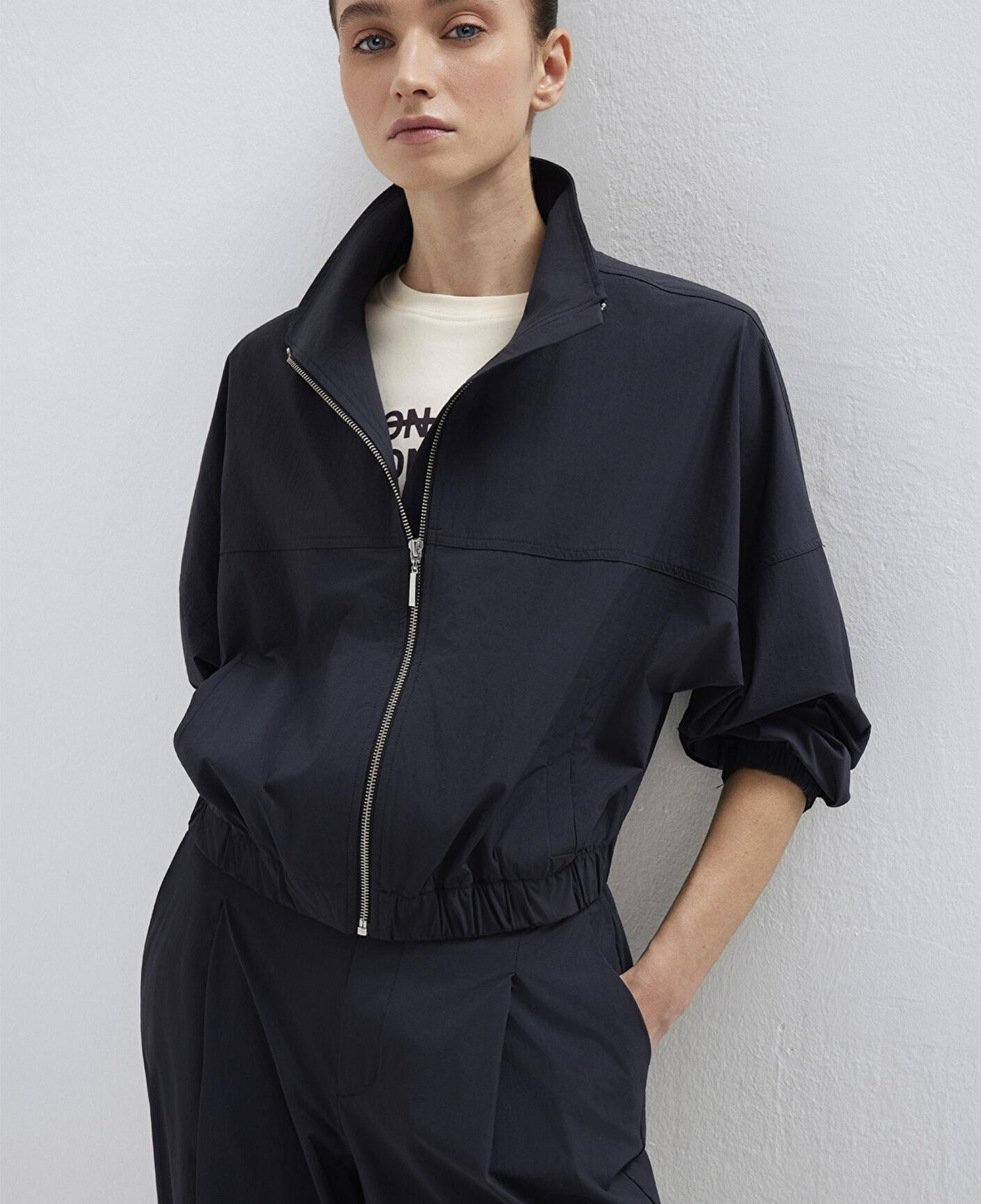 Mavi Dik Yaka Antrasit İnce Ceket Loose Fit / Bol Rahat Kesim 1211507-900