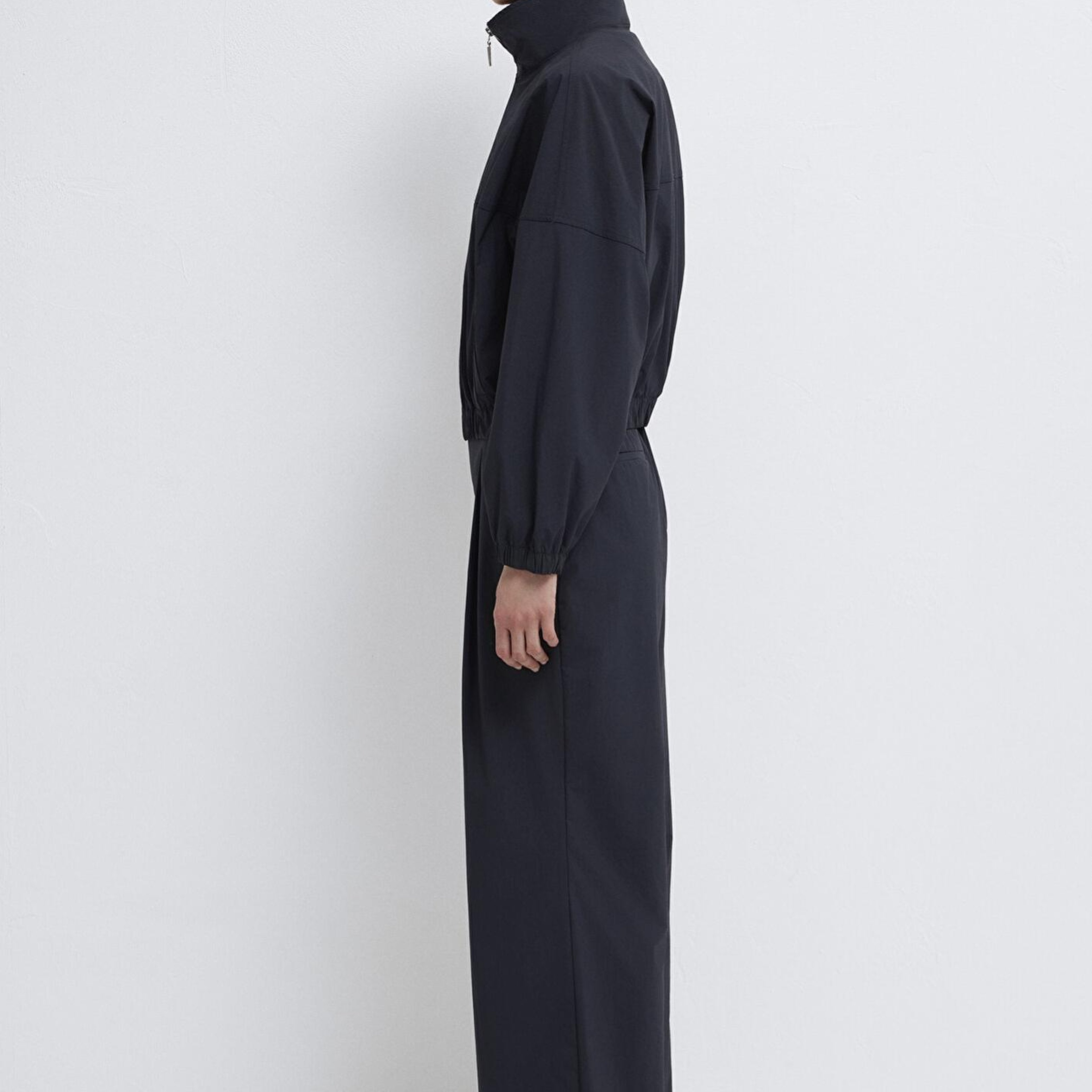 Mavi Dik Yaka Antrasit İnce Ceket Loose Fit / Bol Rahat Kesim 1211507-900
