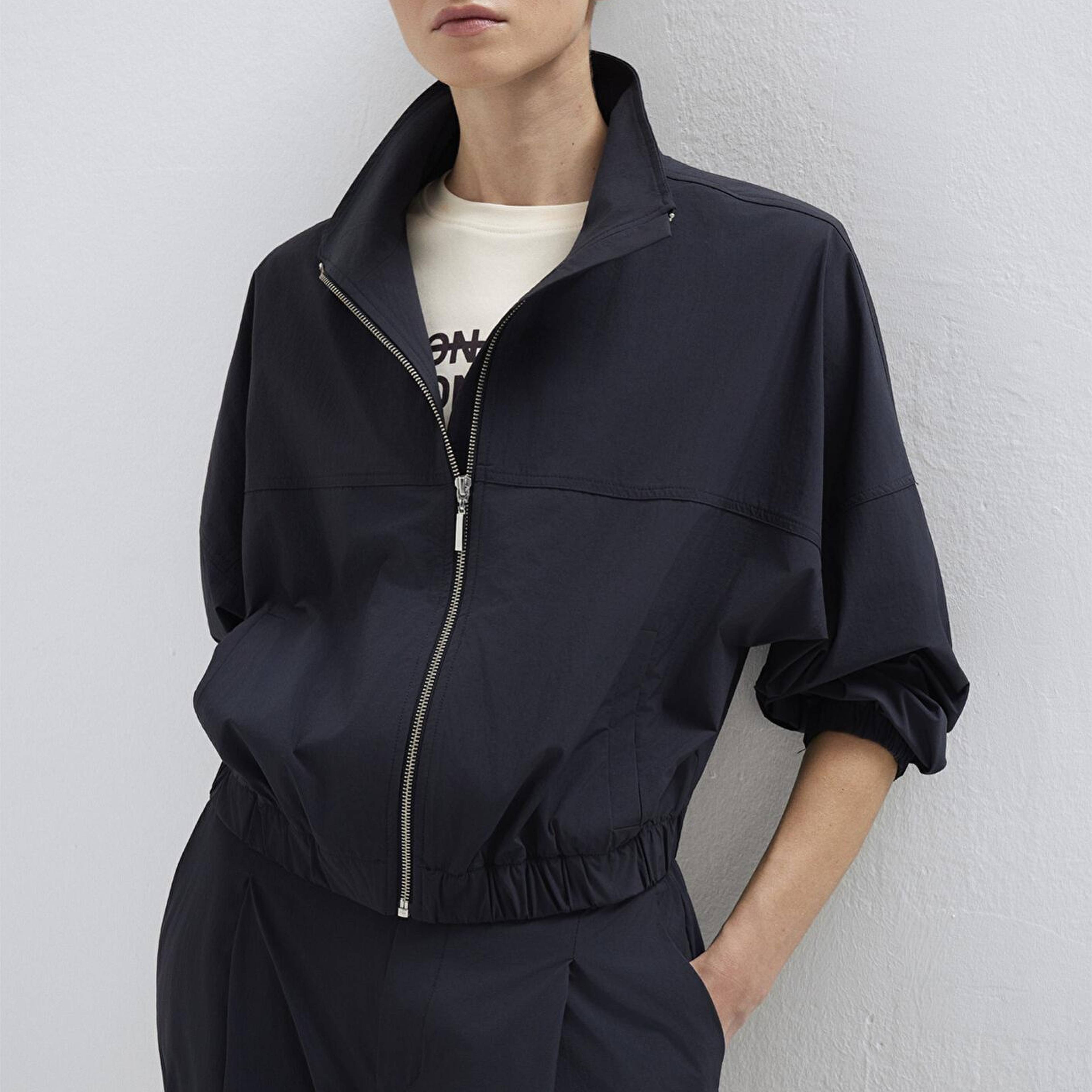 Mavi Dik Yaka Antrasit İnce Ceket Loose Fit / Bol Rahat Kesim 1211507-900