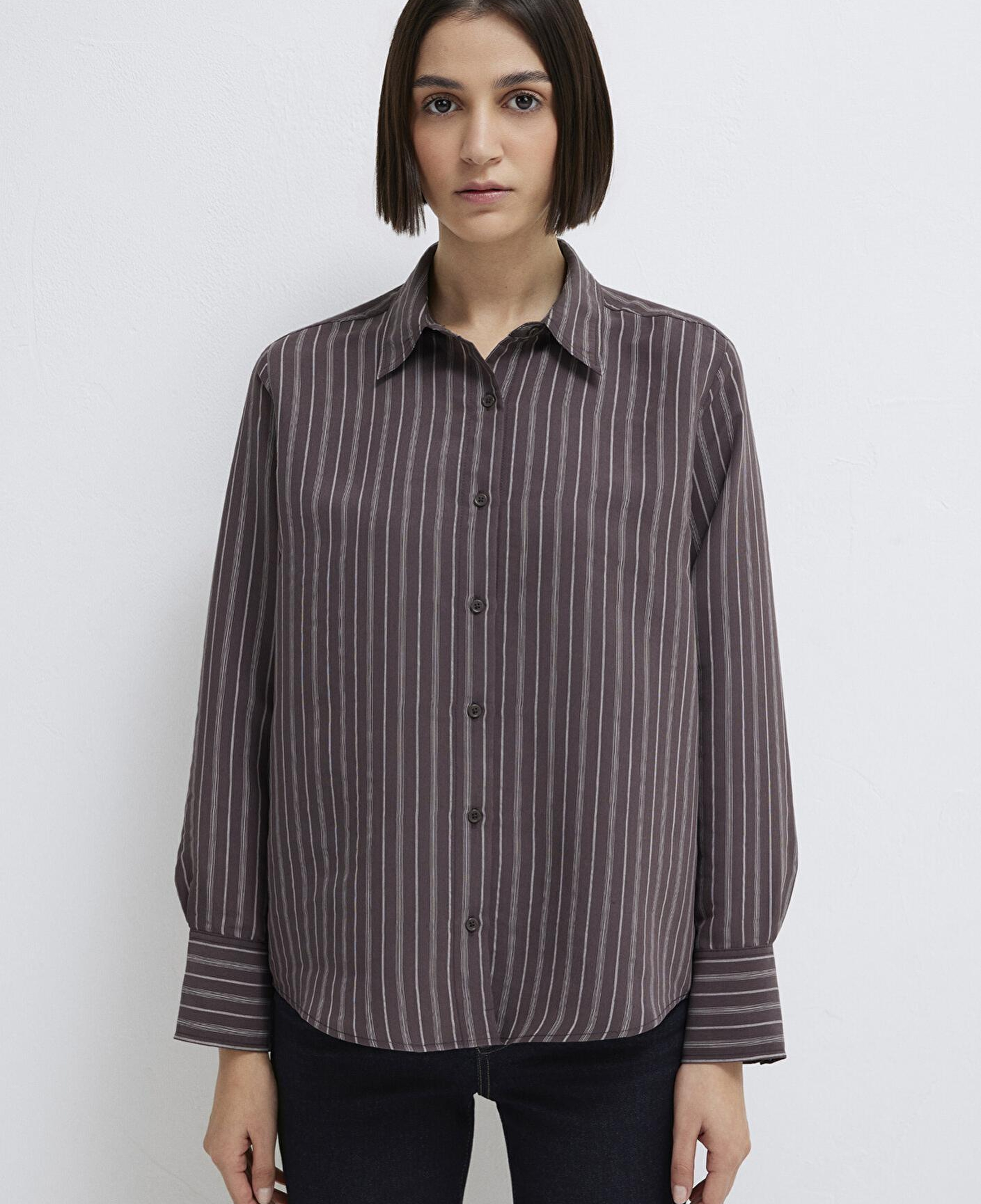 Mavi Mor (TENCEL™) Liyosel Gömlek Loose Fit / Bol Rahat Kesim 1211373-91534