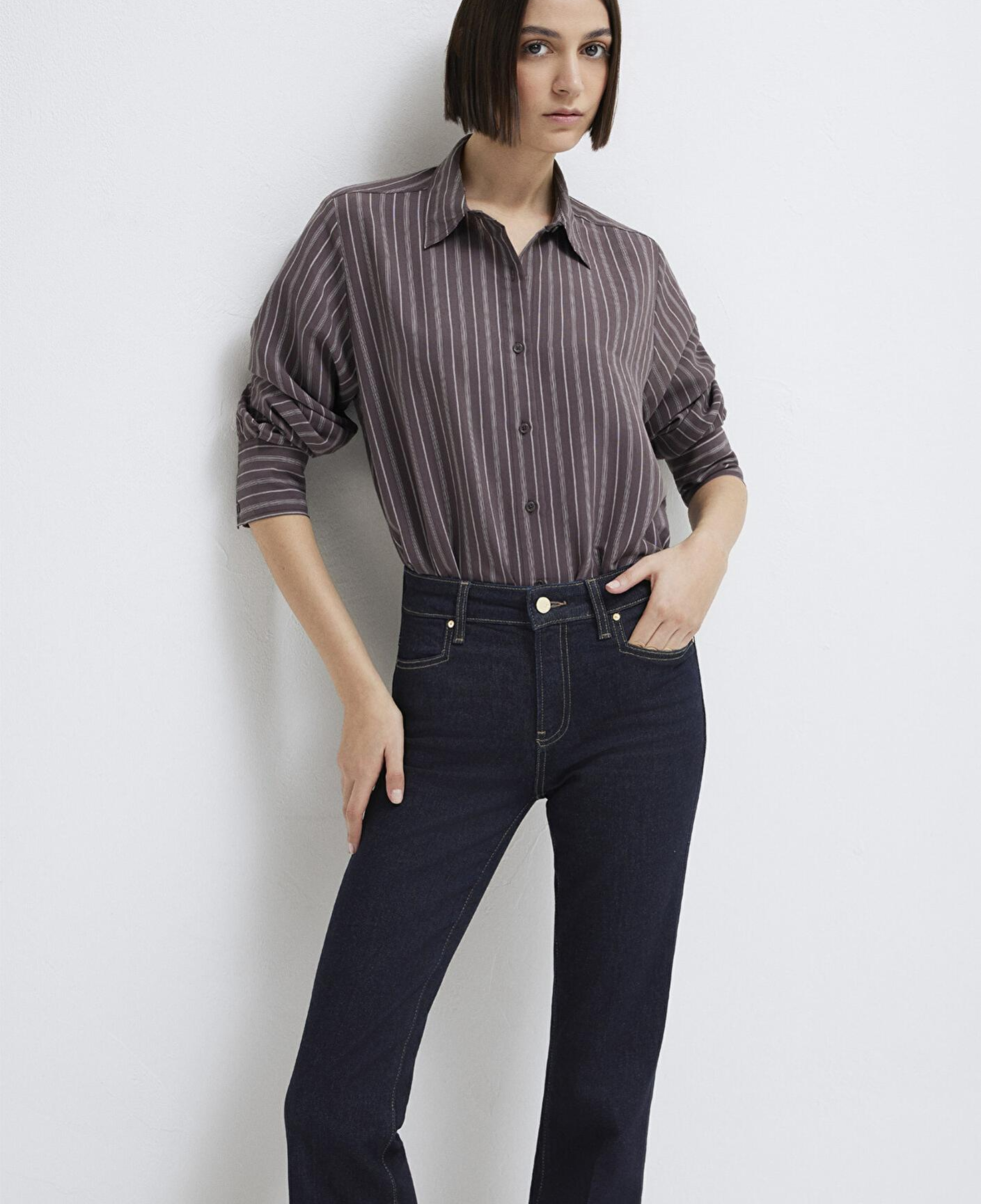 Mavi Mor (TENCEL™) Liyosel Gömlek Loose Fit / Bol Rahat Kesim 1211373-91534