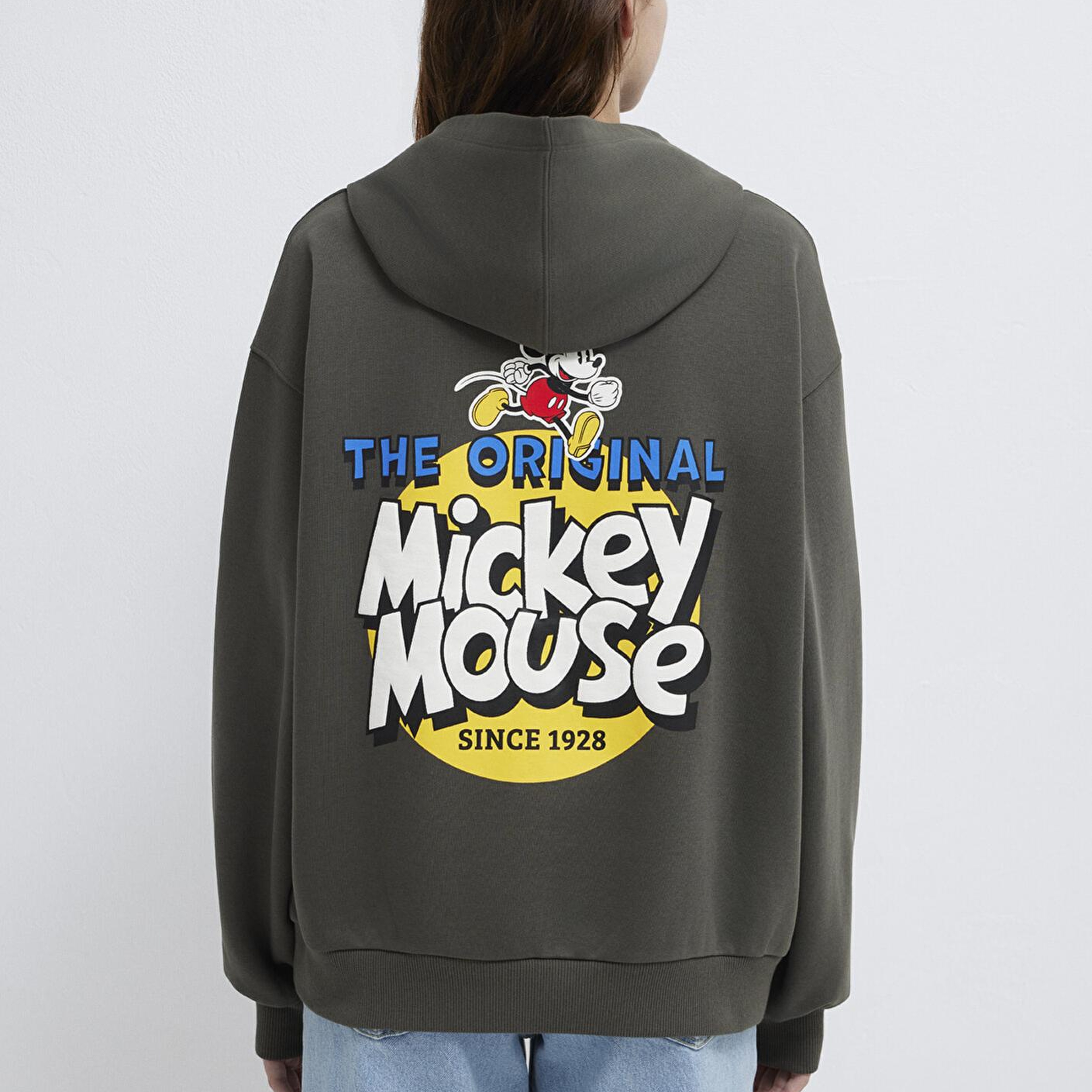 Mavi Mickey Mouse Sırt Baskılı Haki Sweatshirt 1S10521-71553