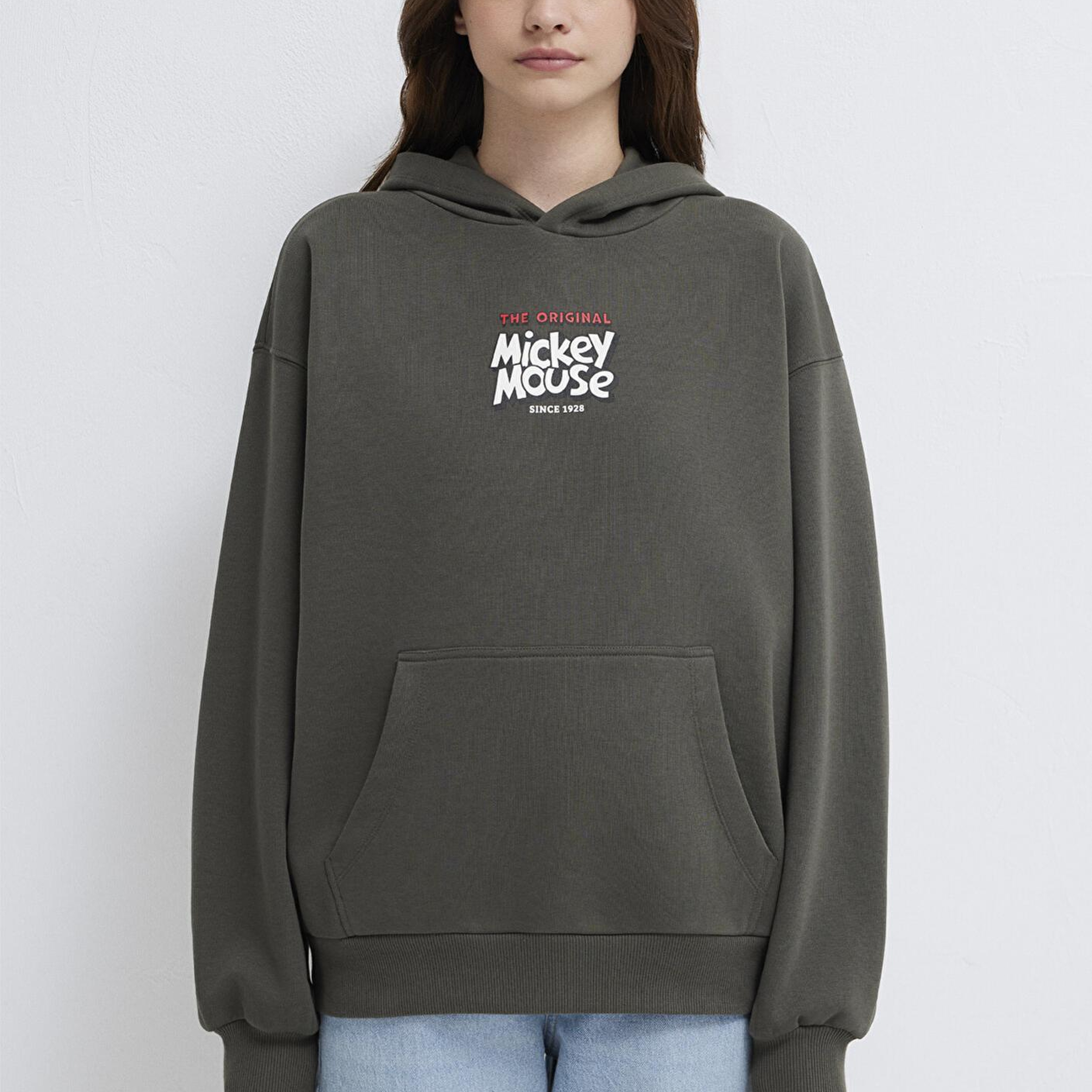 Mavi Mickey Mouse Sırt Baskılı Haki Sweatshirt 1S10521-71553