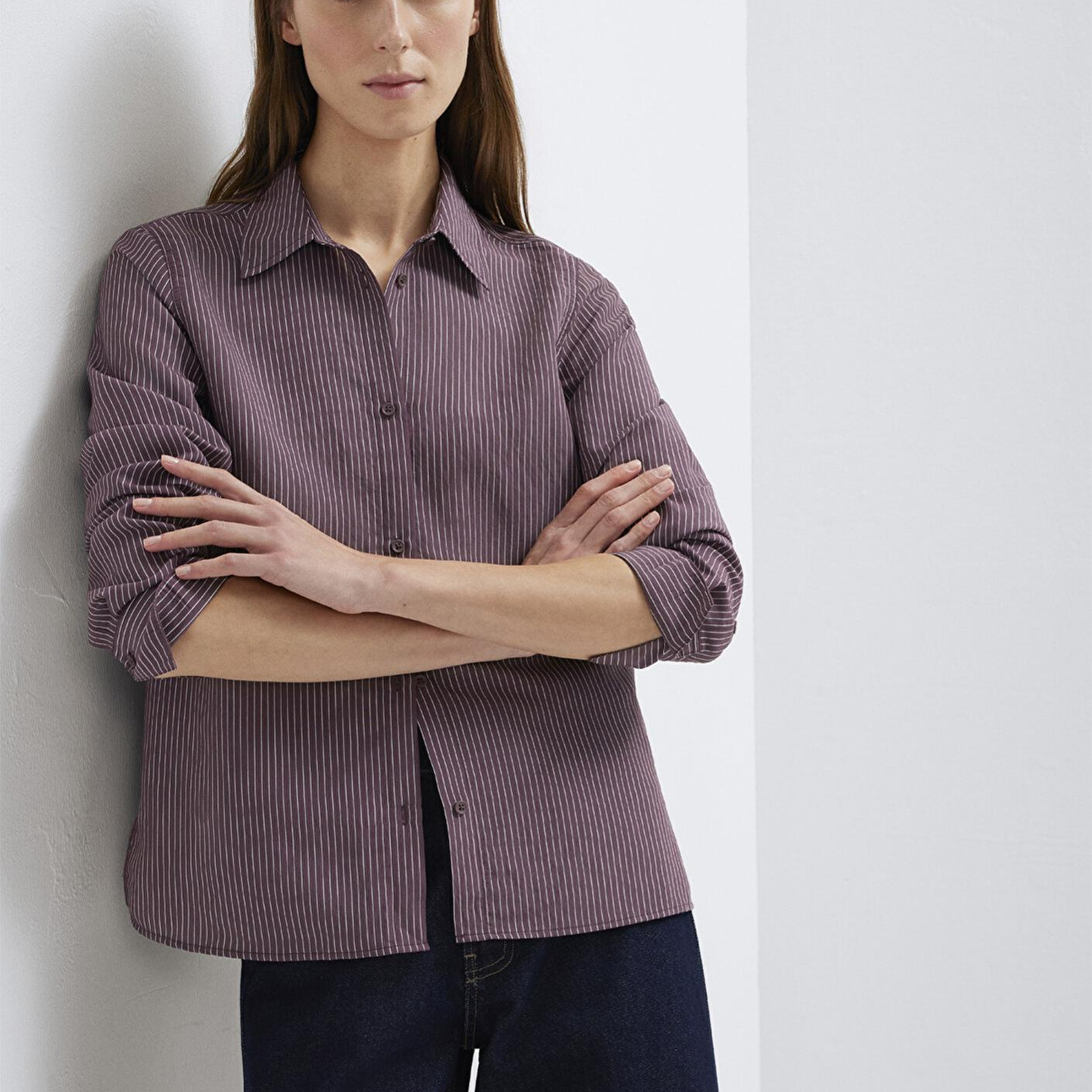 Mavi (TENCEL™) Liyosel Karışımlı Çizgili Gömlek Regular Fit / Normal Kesim 1211374-91569