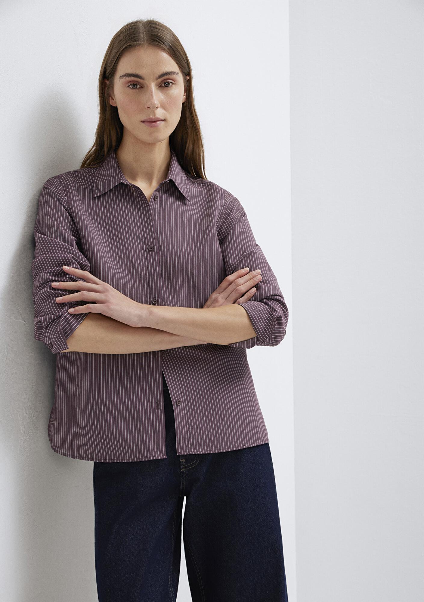 Mavi (TENCEL™) Liyosel Karışımlı Çizgili Gömlek Regular Fit / Normal Kesim 1211374-91569