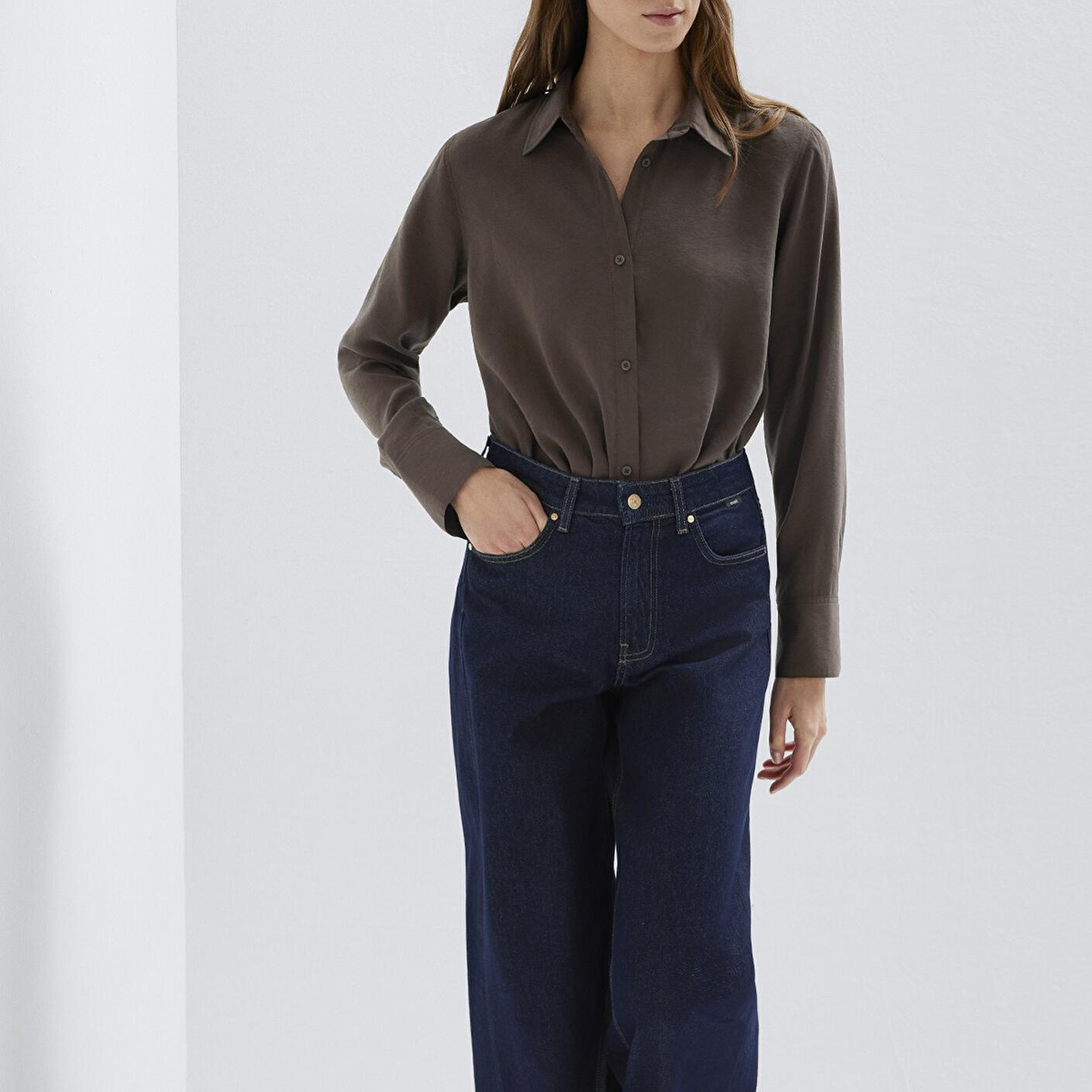 Mavi (TENCEL™) Liyosel Karışımlı Kahverengi Gömlek Regular Fit / Normal Kesim 1211374-70238