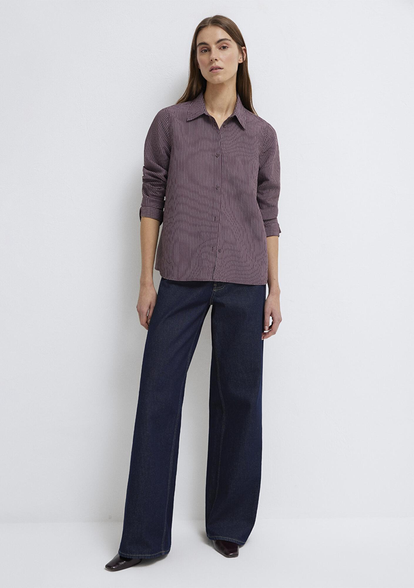 Mavi (TENCEL™) Liyosel Karışımlı Çizgili Gömlek Regular Fit / Normal Kesim 1211374-91569