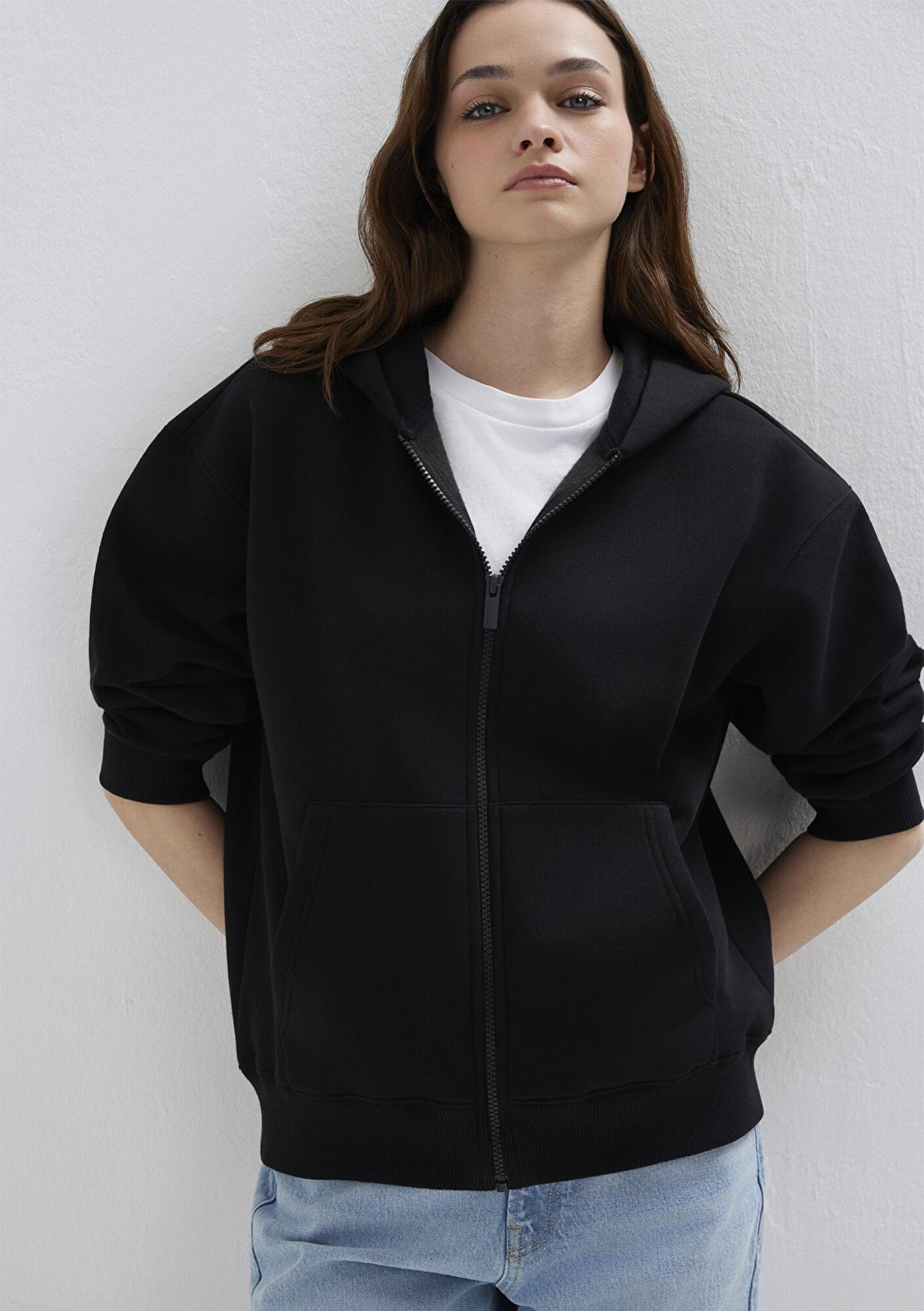 Mavi Mavi Logo Nakış Detaylı Kapüşonlu Siyah Sweatshirt 1S10532-900