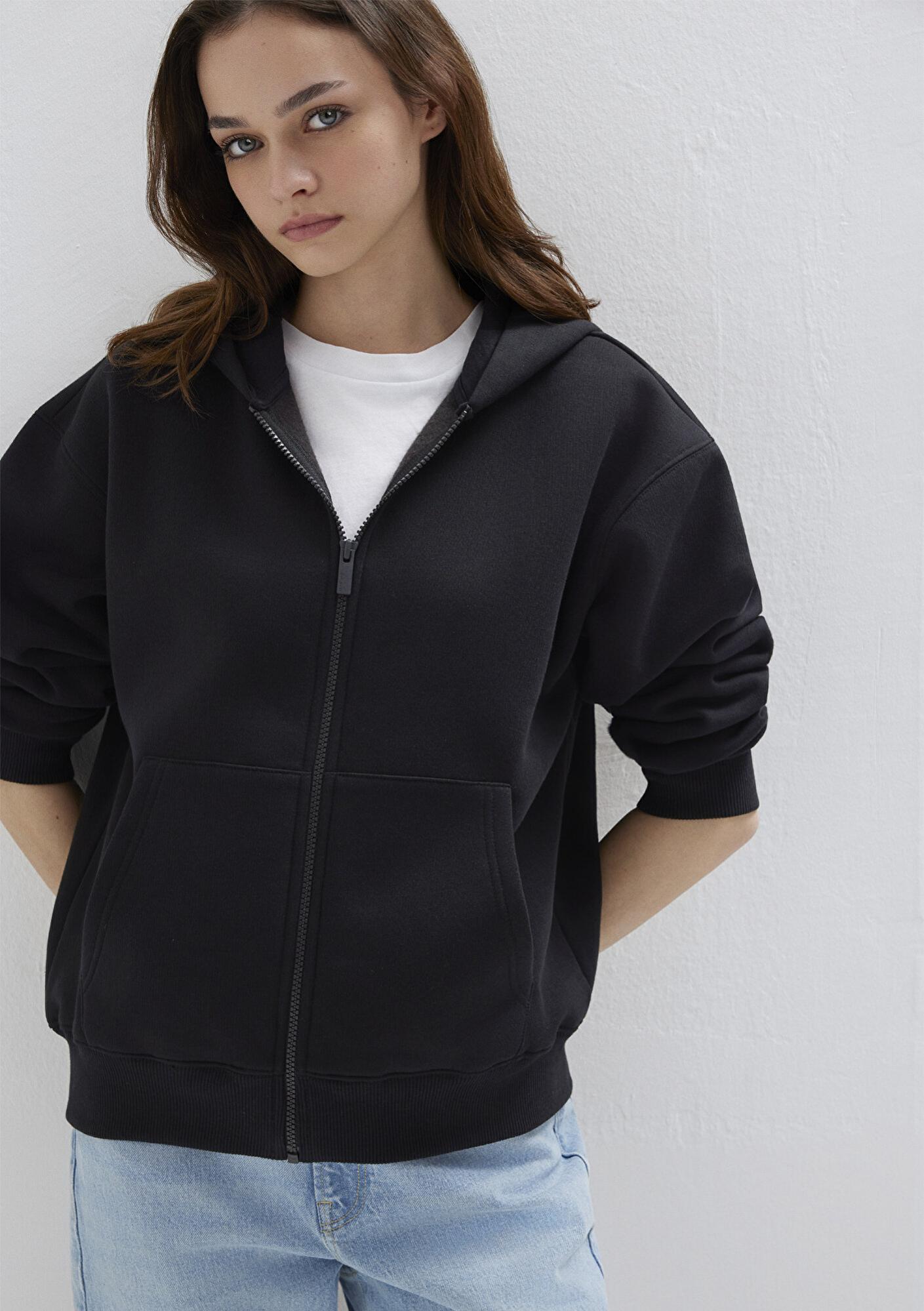 Mavi Mavi Logo Nakış Detaylı Kapüşonlu Siyah Sweatshirt 1S10532-900