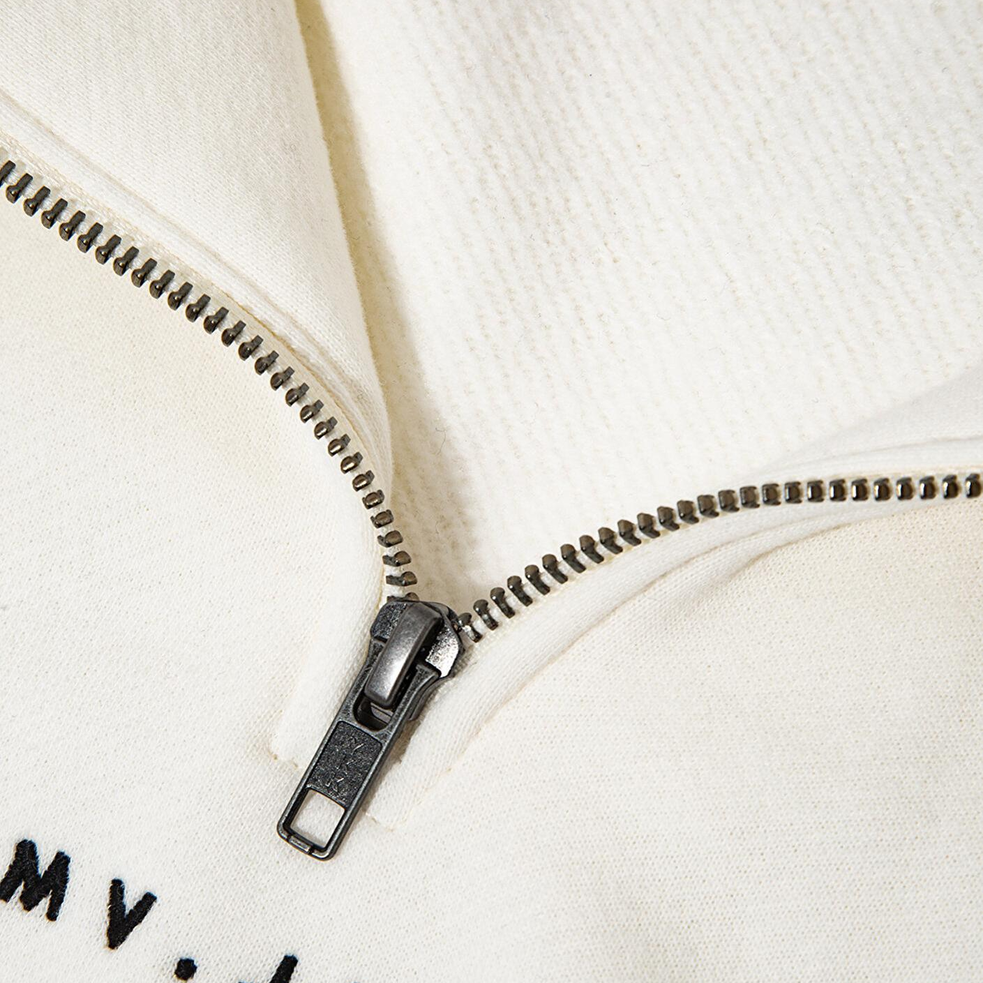 Mavi MVJNS Nakışlı Yarı Fermuarlı Ekru Sweatshirt 1S10533-89145